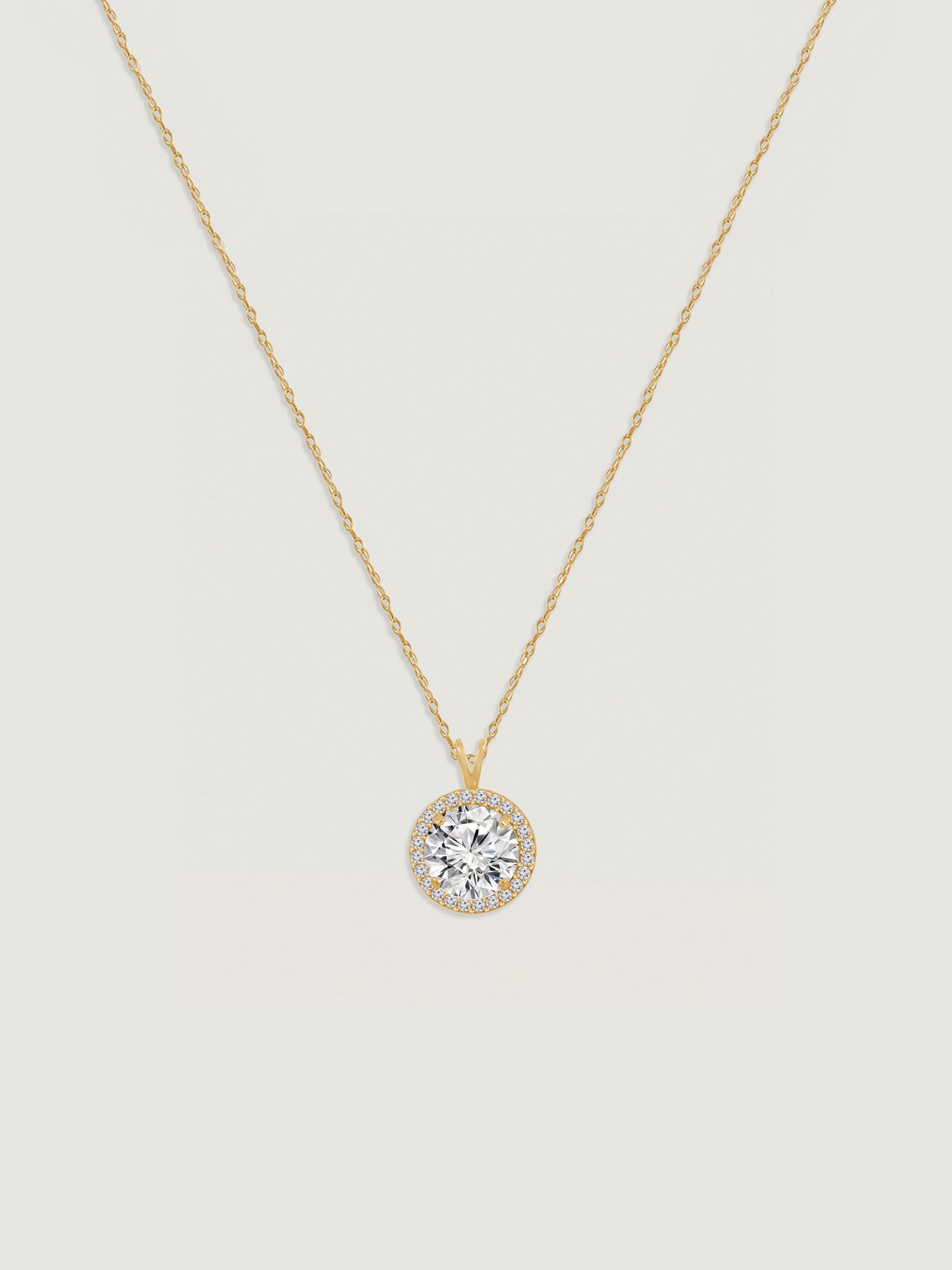 Solid Gold Halo Pendant Necklace