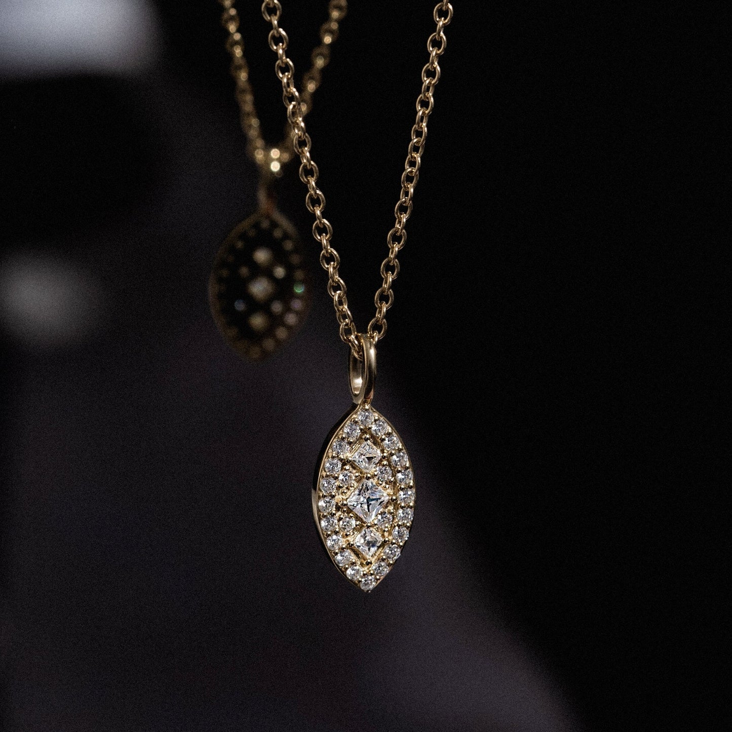Marilyn Monroe Pave Marquise Shape Necklace