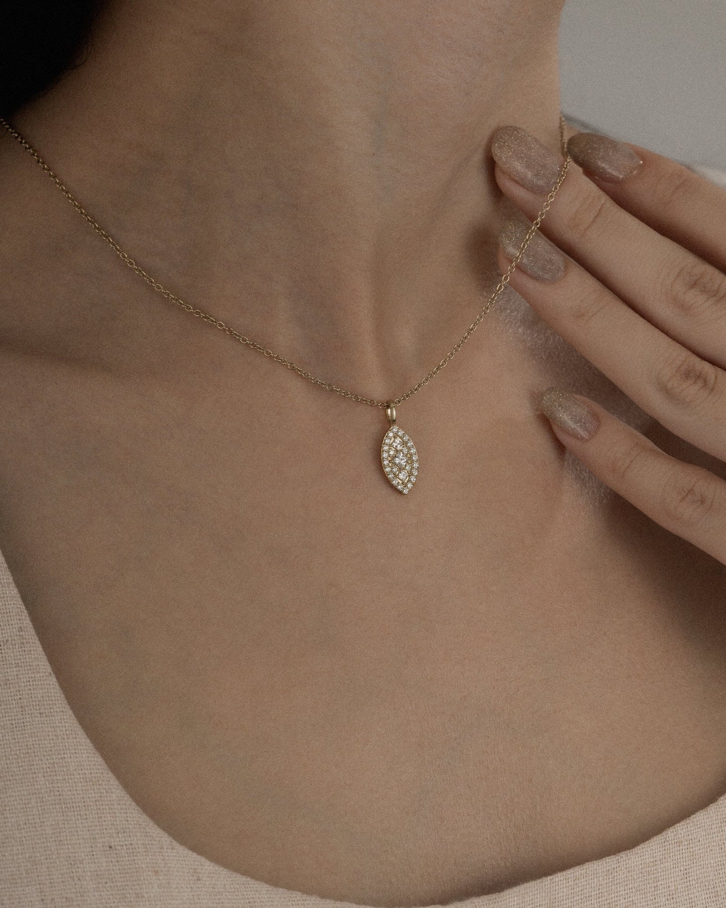 Marilyn Monroe Pavé Marquise Shape Necklace