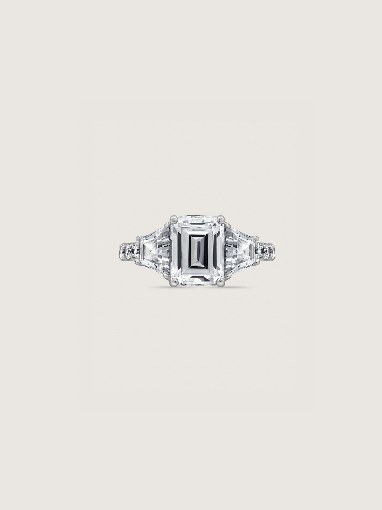 Emerald Cut with Trapeze Side Stone Cocktail Ring
