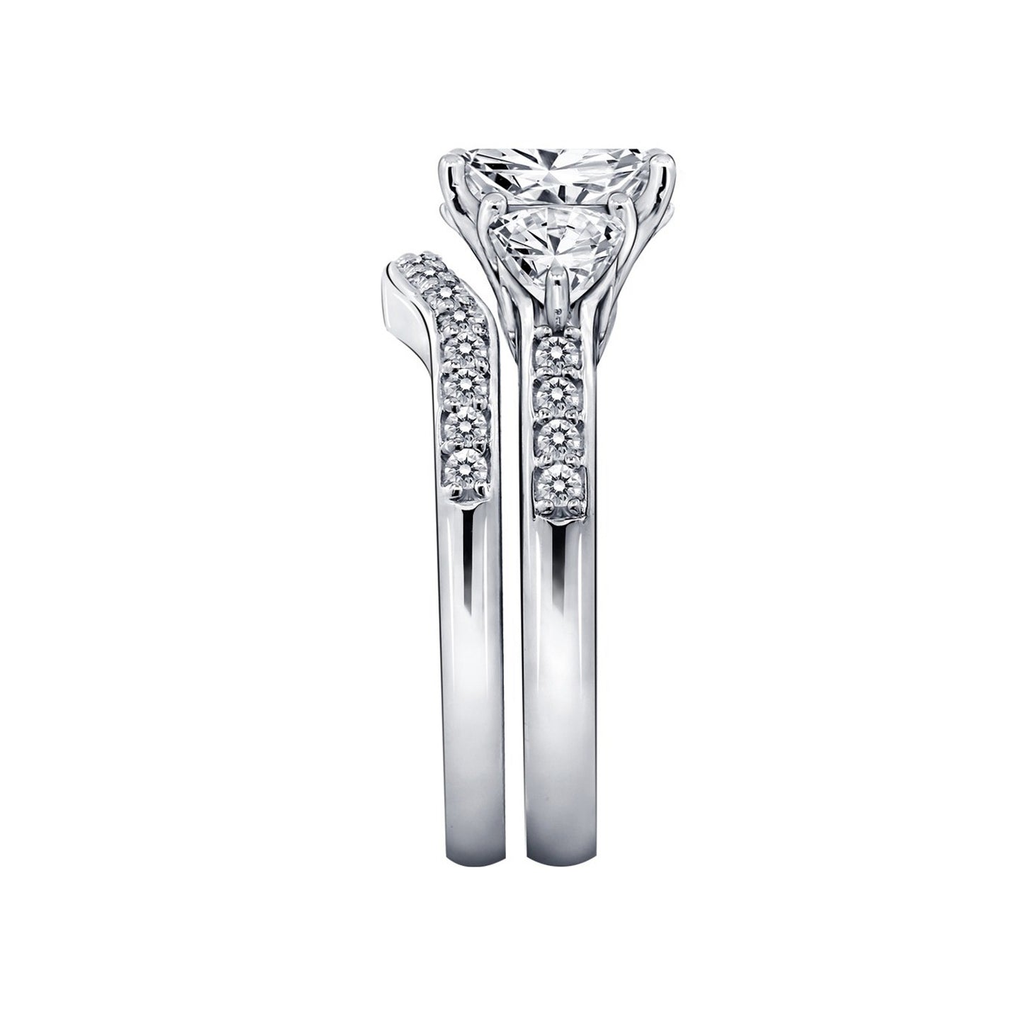 Cushion Emerald Cut Bridal Ring Set