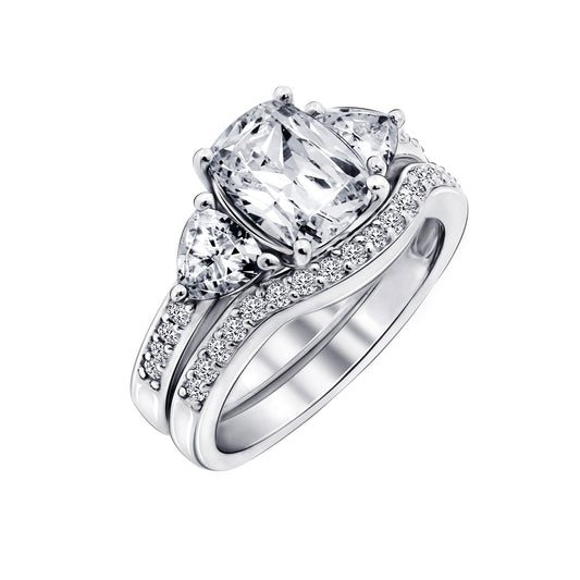 Cushion Emerald Cut Bridal Ring Set