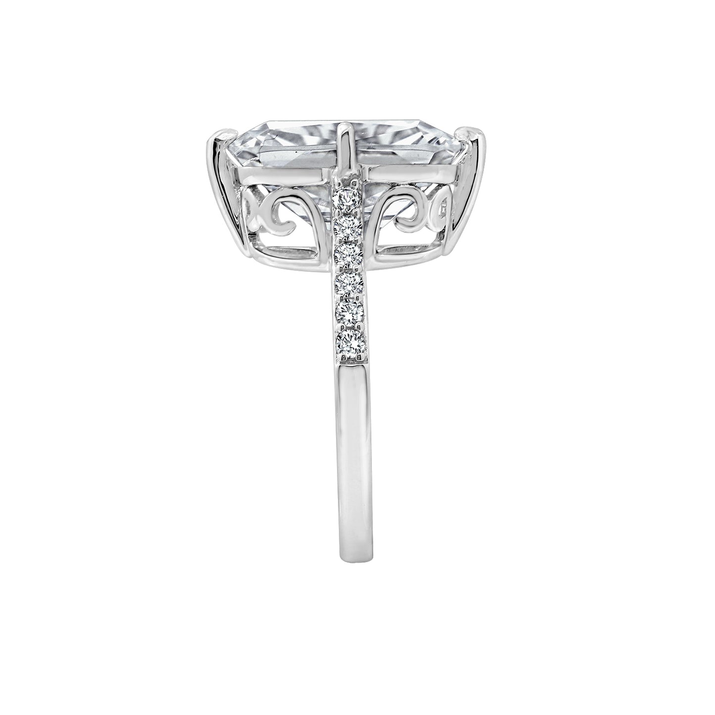 Cathedral Emerald Cut Cocktail Ring