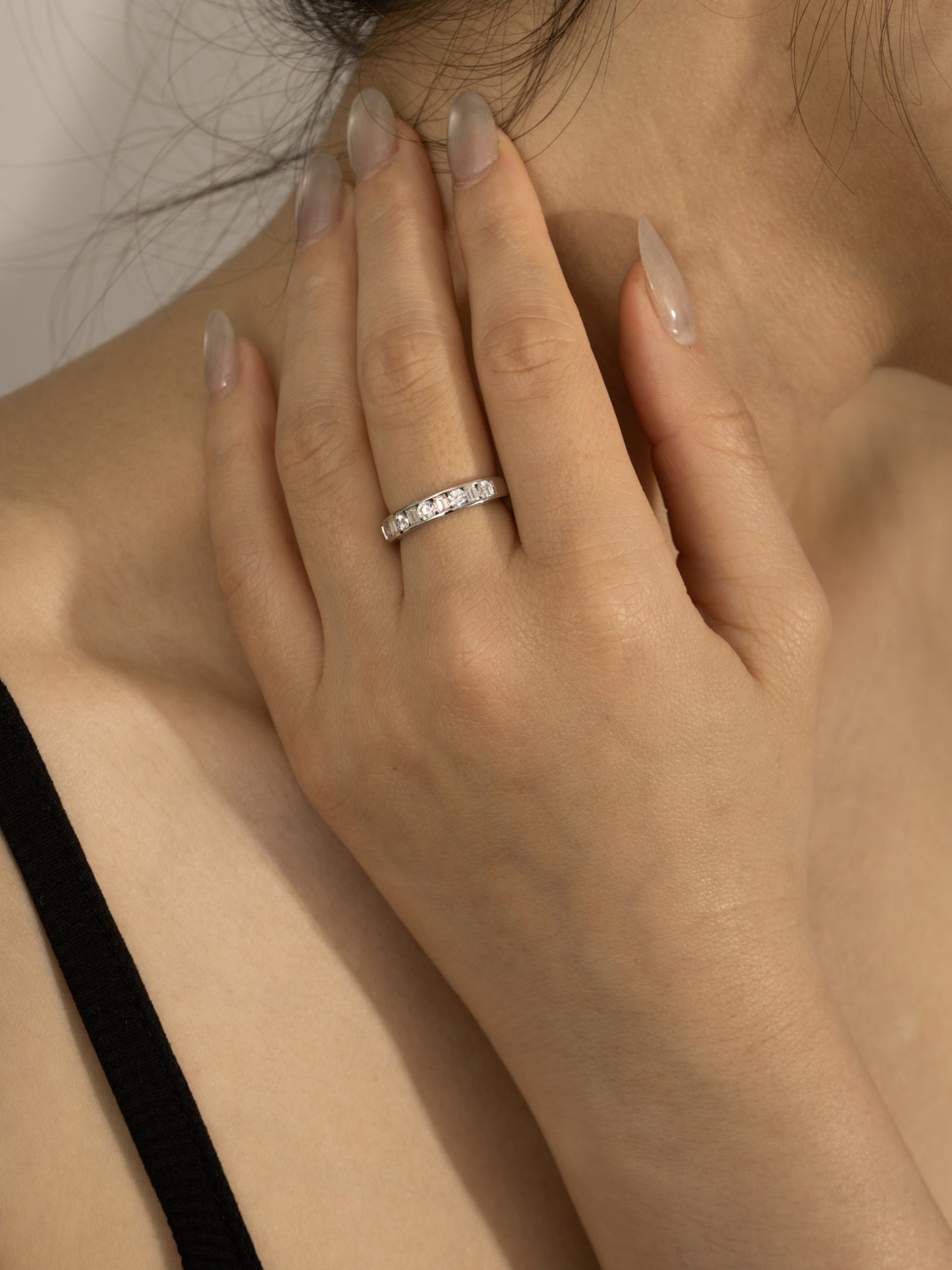 DIAMONBLISS Brass Mixed cut Eternity Ring| Embellished with Swarovski® Zirconia| 1 cttw