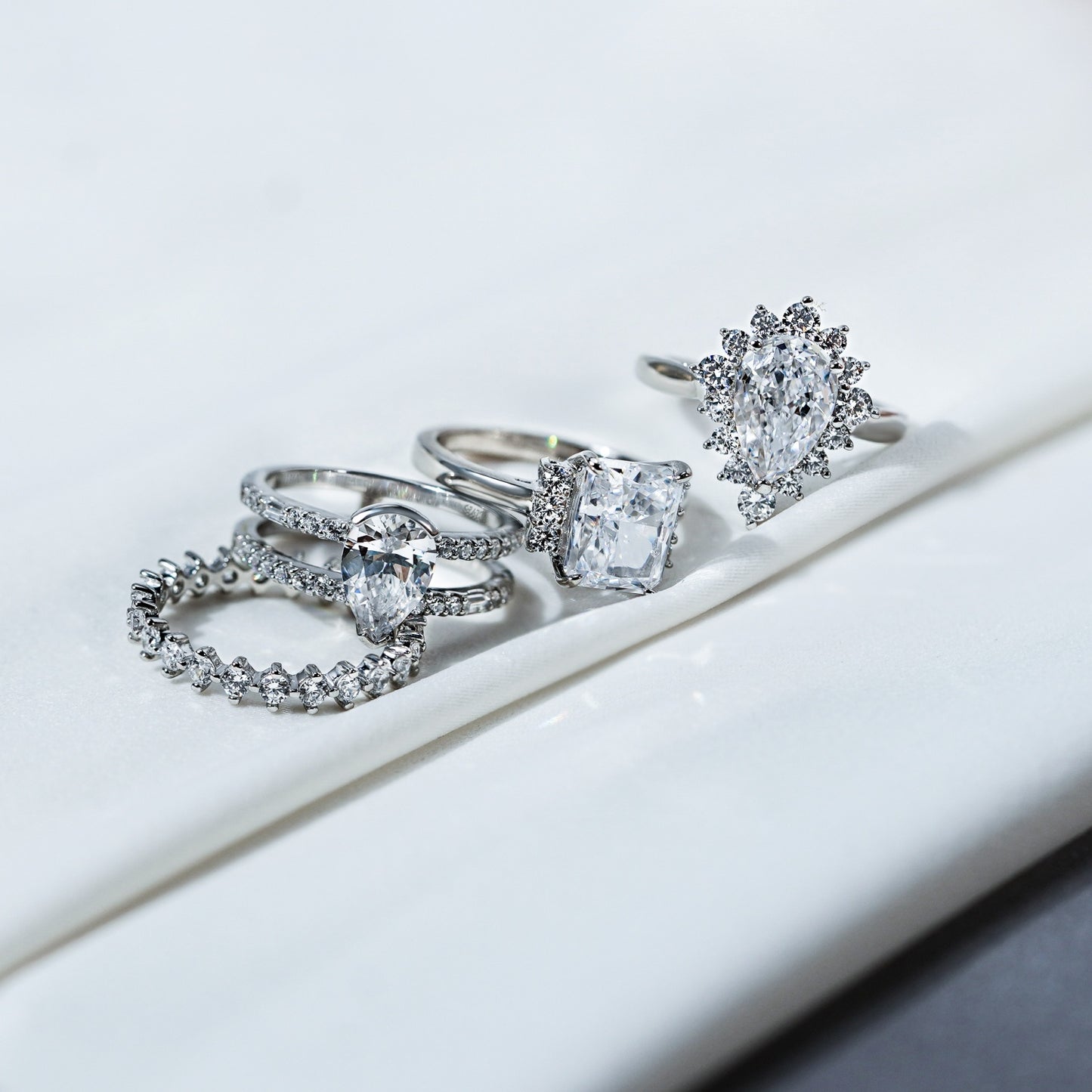 Pear CZ Split Shrank Ring