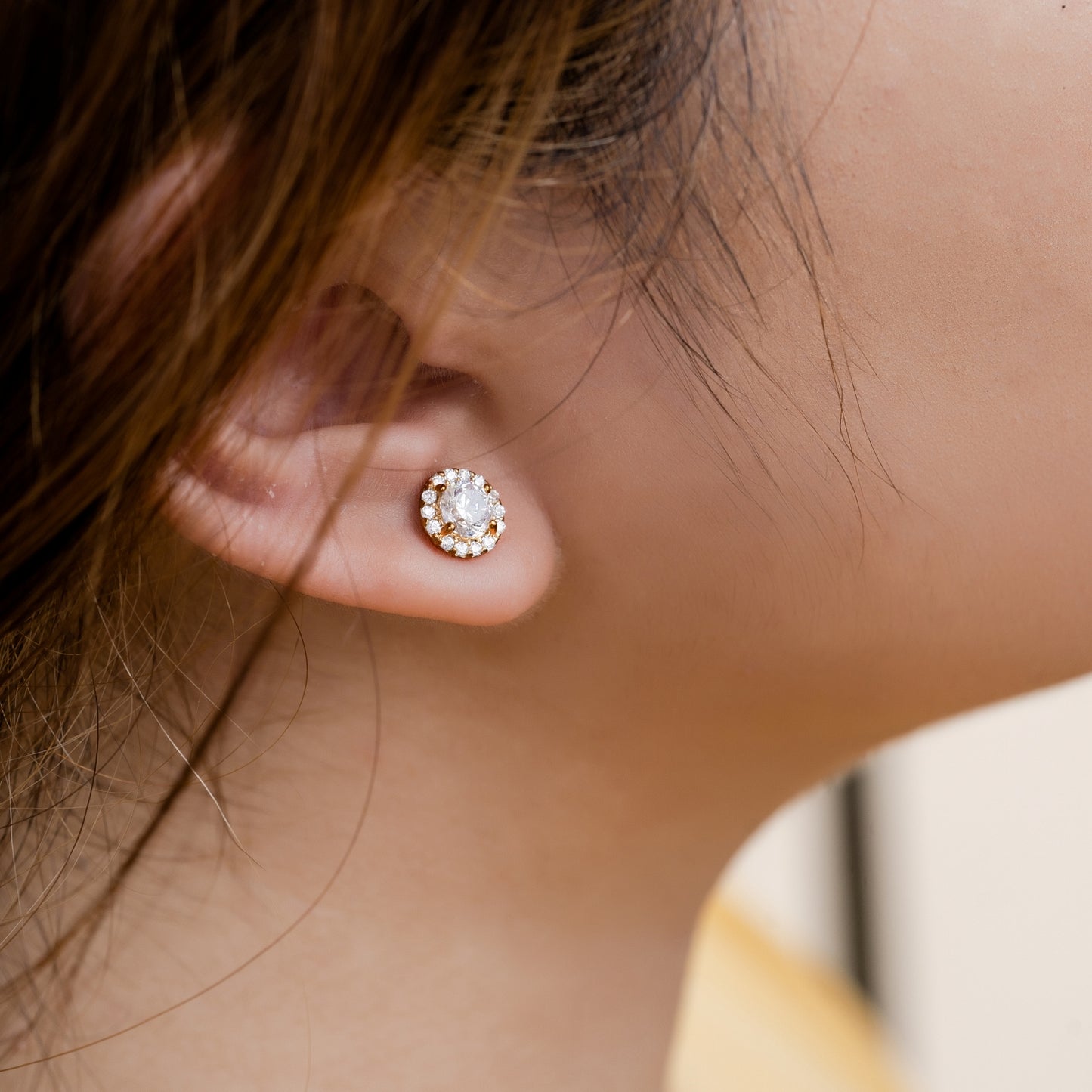 Round Halo Stud Earrings