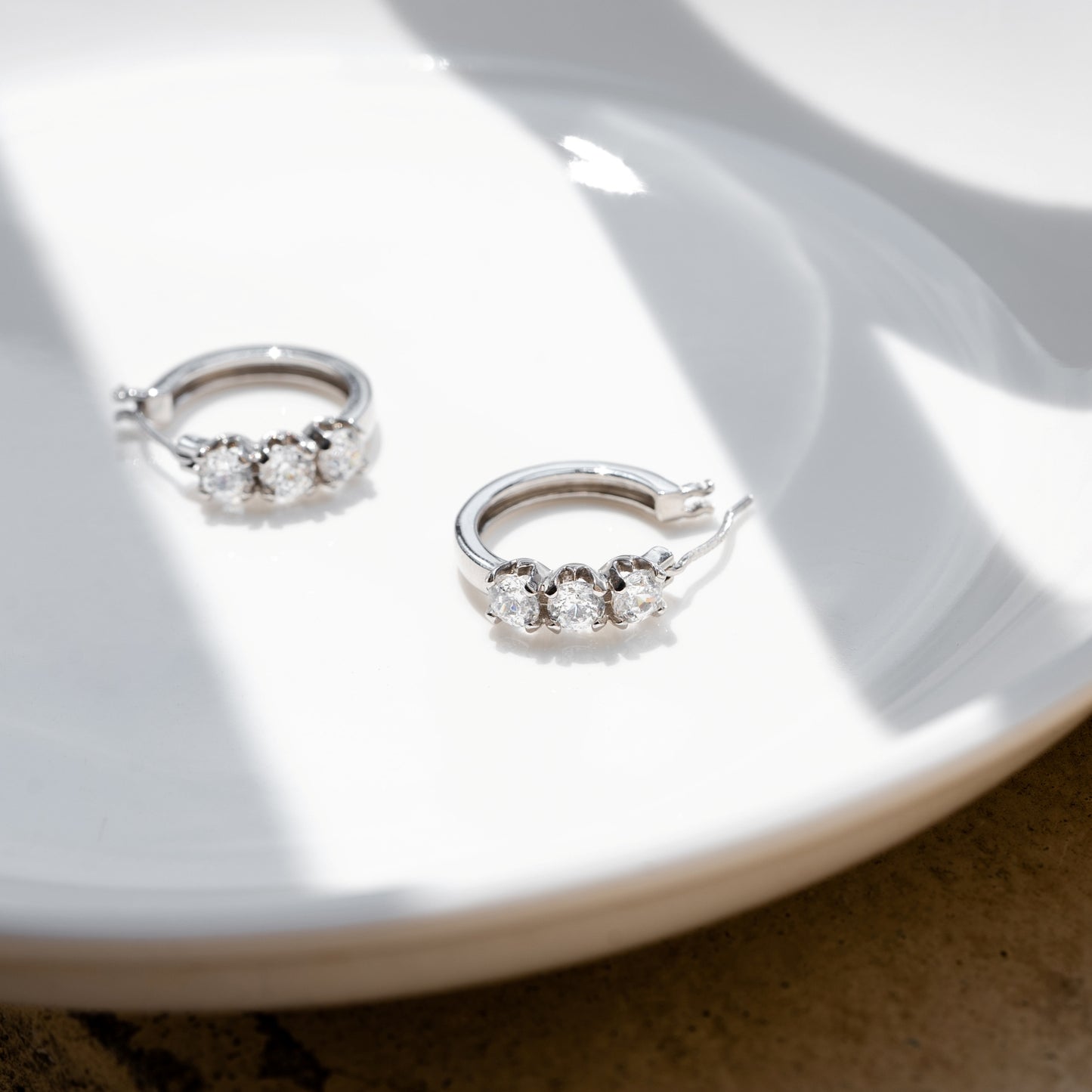 Marilyn Monroe 3-Stone Hoop Earrings