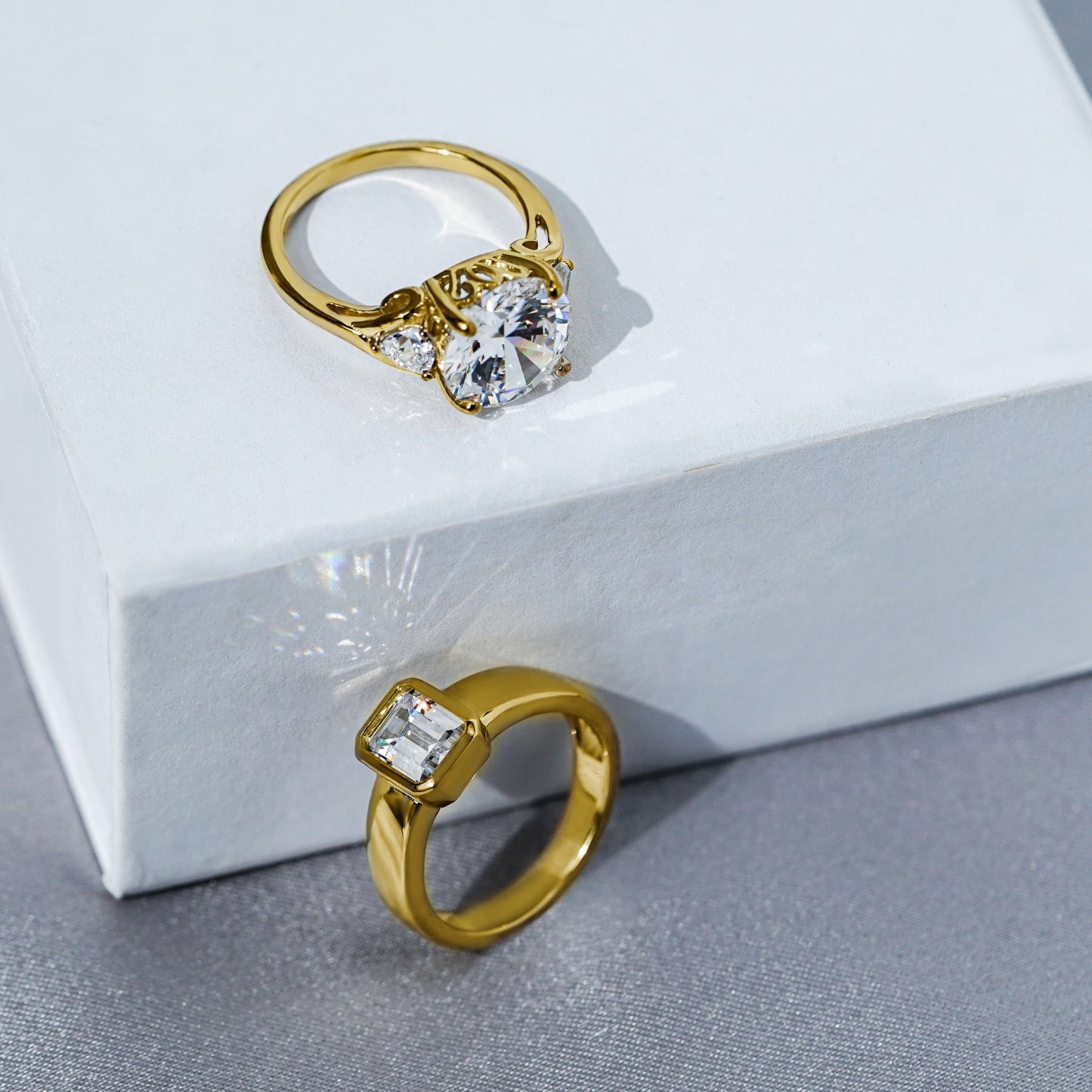 Emerald Bezel Engagement Ring