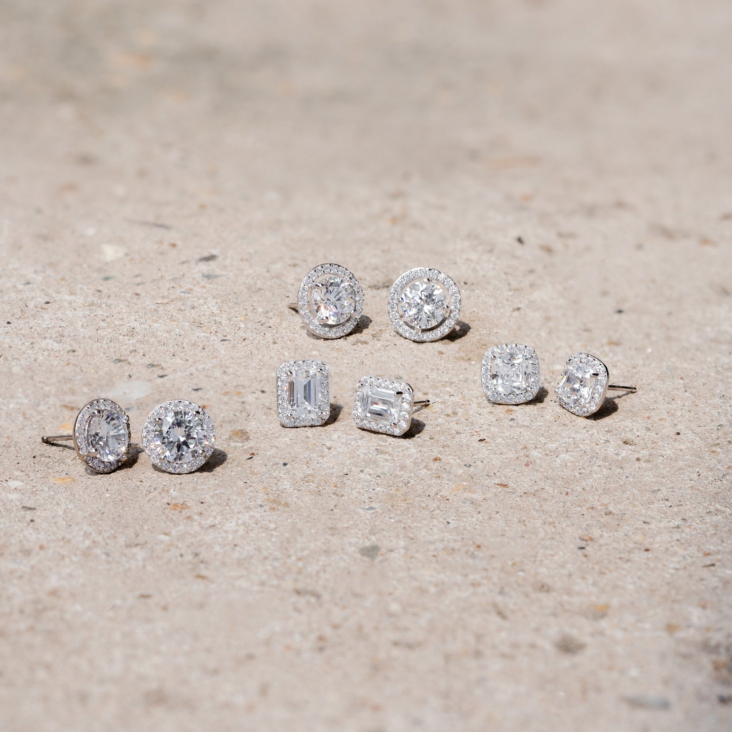 Round Halo Stud Earrings