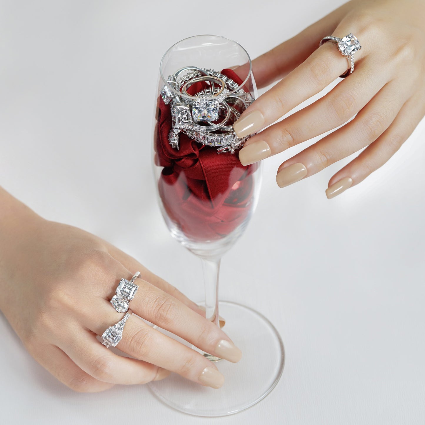 Oval and Emerald Cut Toi et Moi Ring
