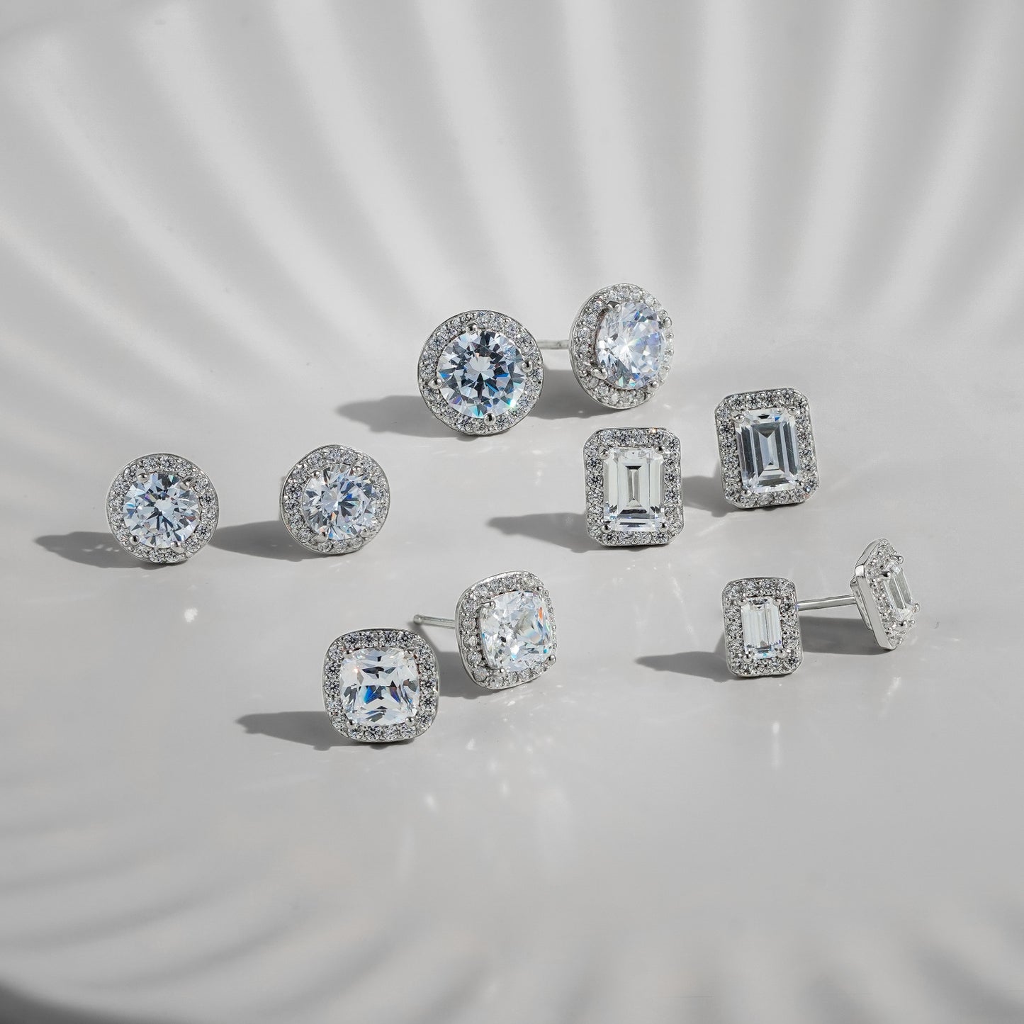 Round Halo Stud Earrings