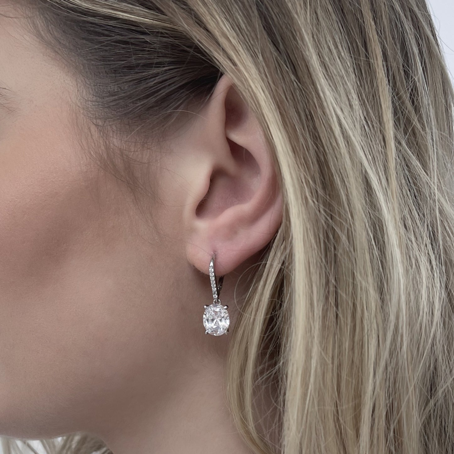 Oval Dangle Leverback Earrings
