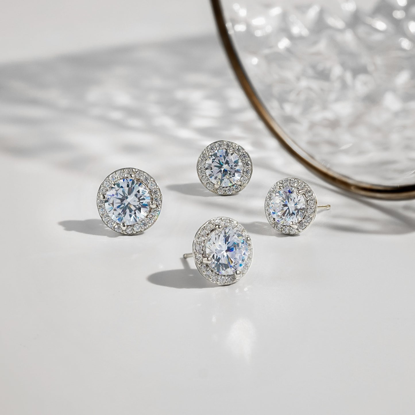Round Halo Stud Earrings