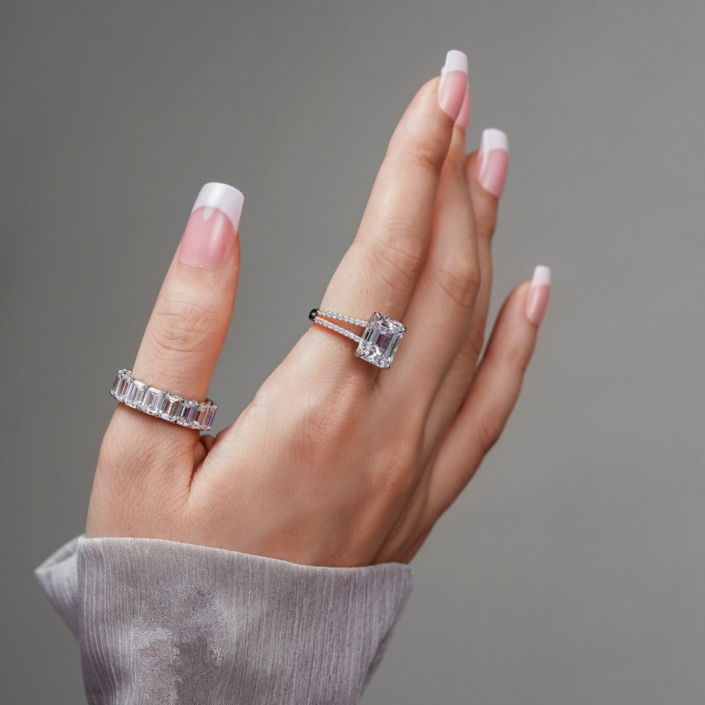 Emerald Cut Split-Shank Ring