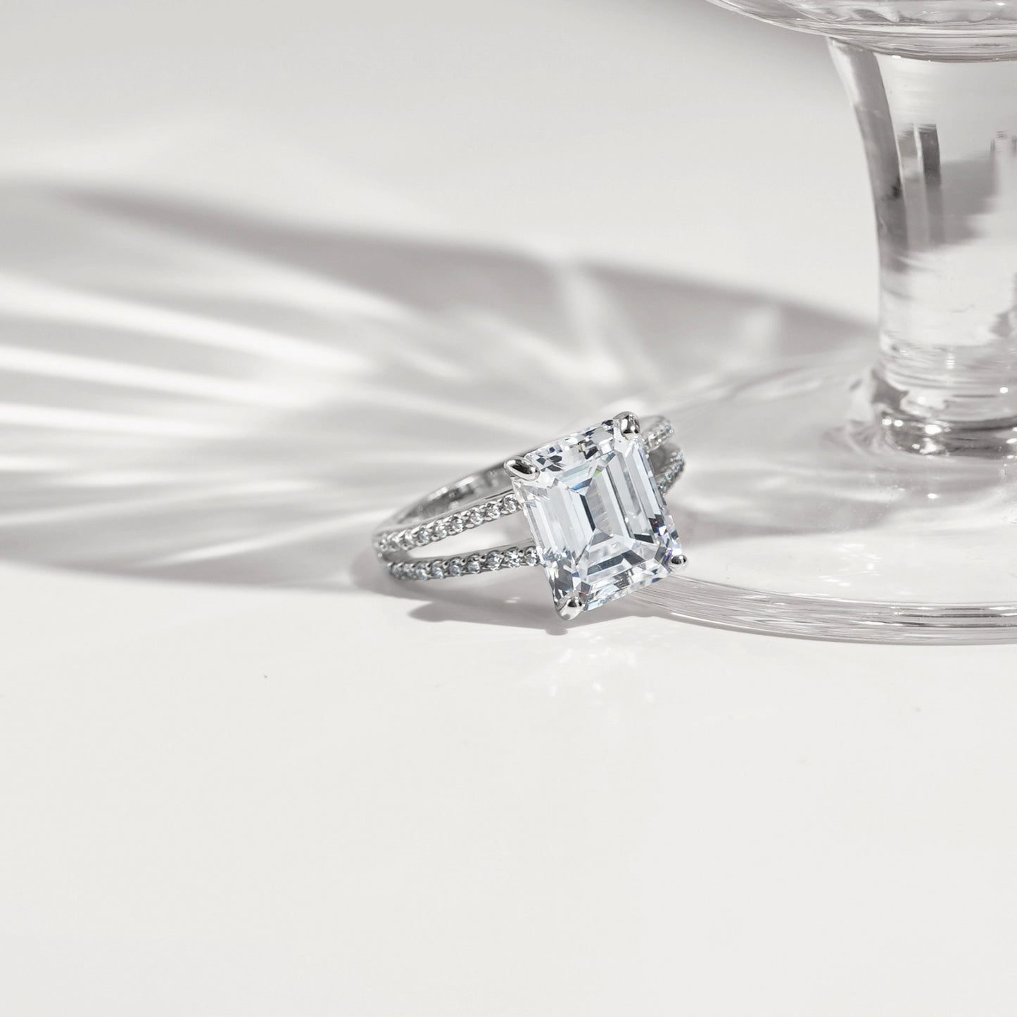 Emerald Cut Split-Shank Ring