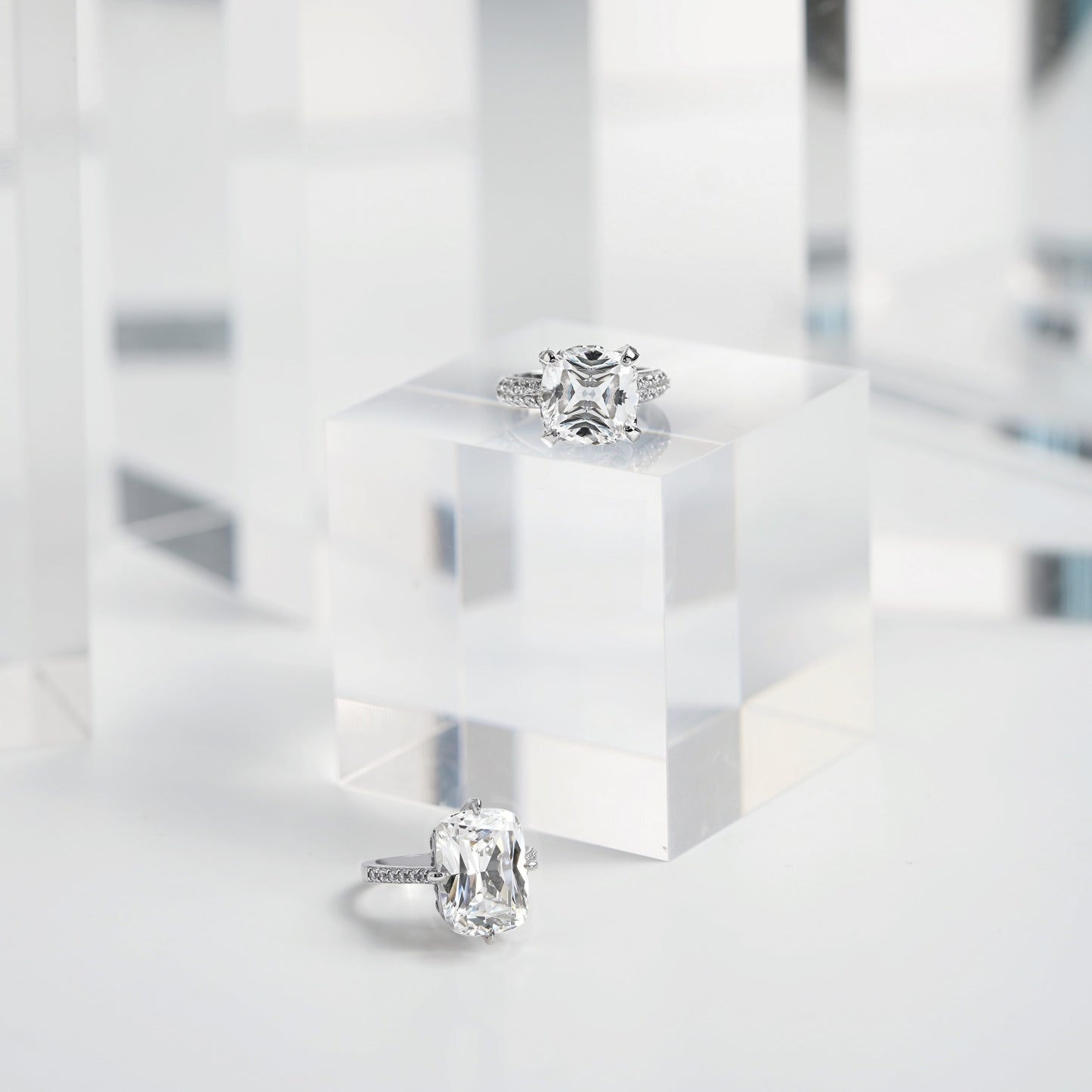 Cathedral Emerald Cut Cocktail Ring
