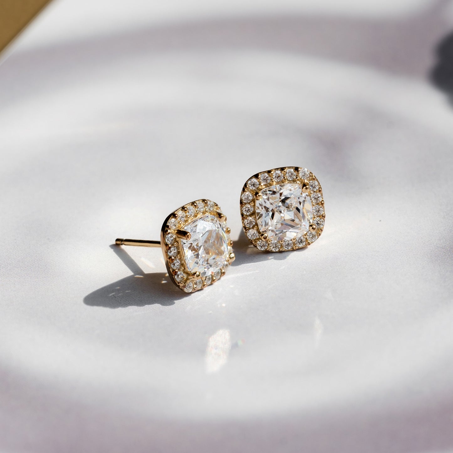 Cushion Halo Stud Earrings