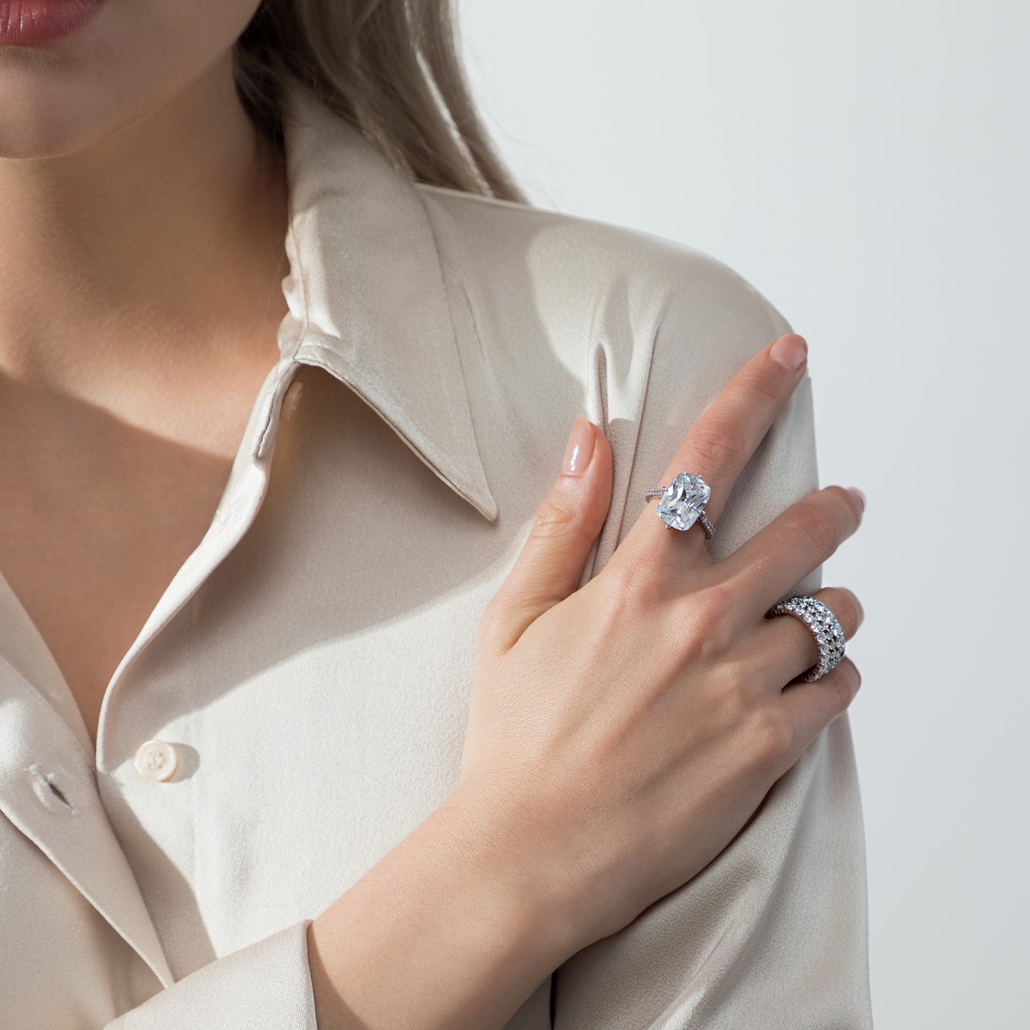 Cathedral Emerald Cut Cocktail Ring