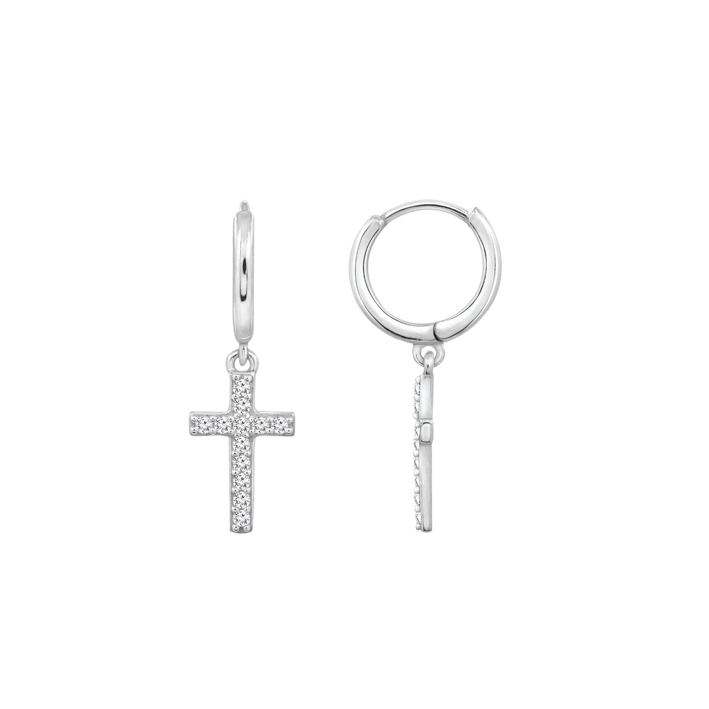 Dangle Cross Hoop Earrings