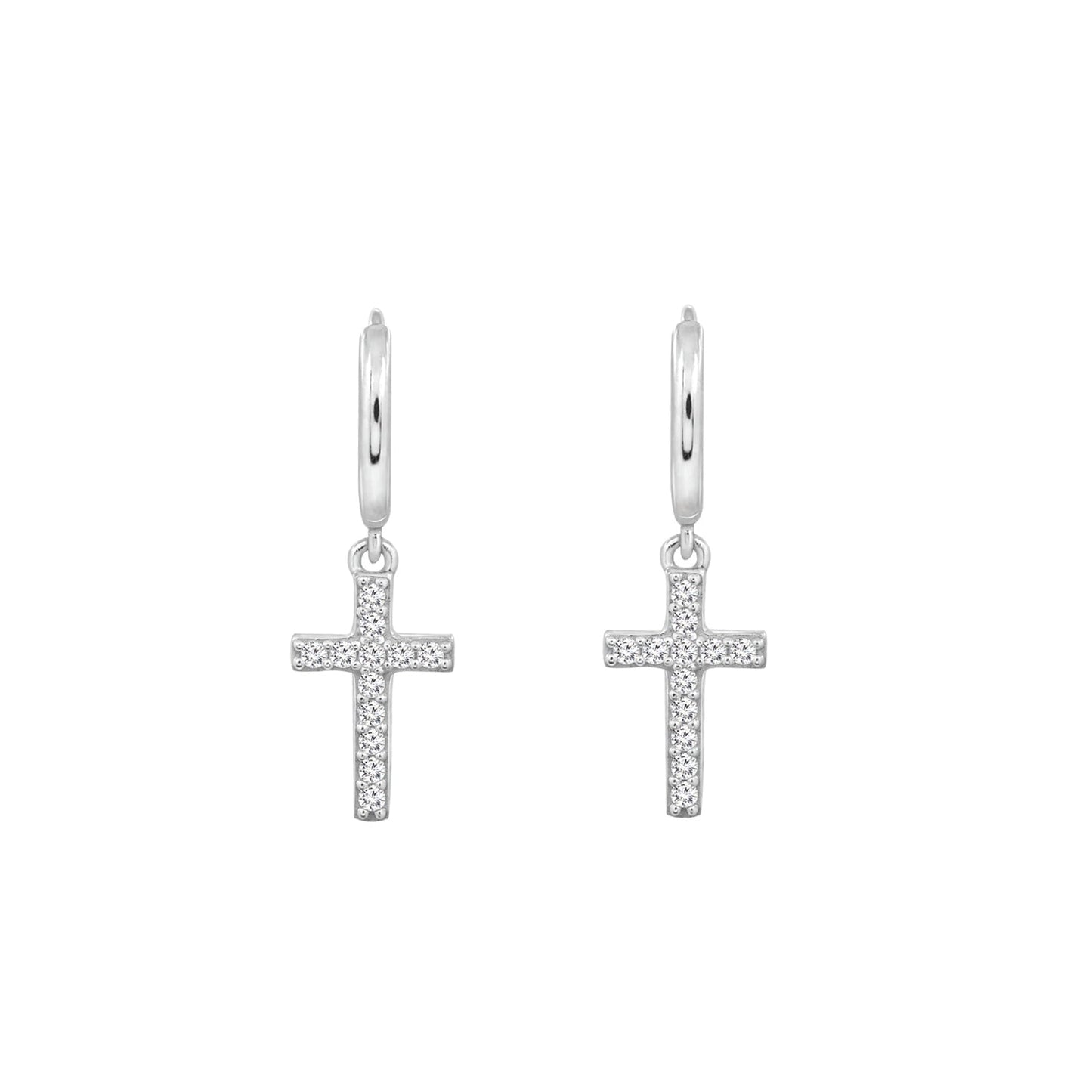 Dangle Cross Hoop Earrings