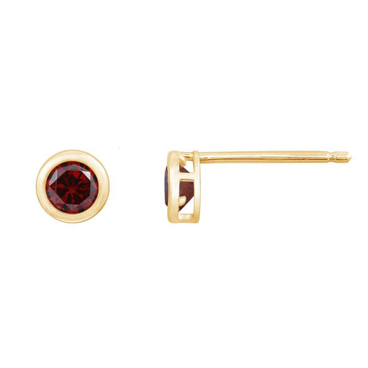 10K Solid Gold Birthstone Stud Earrings