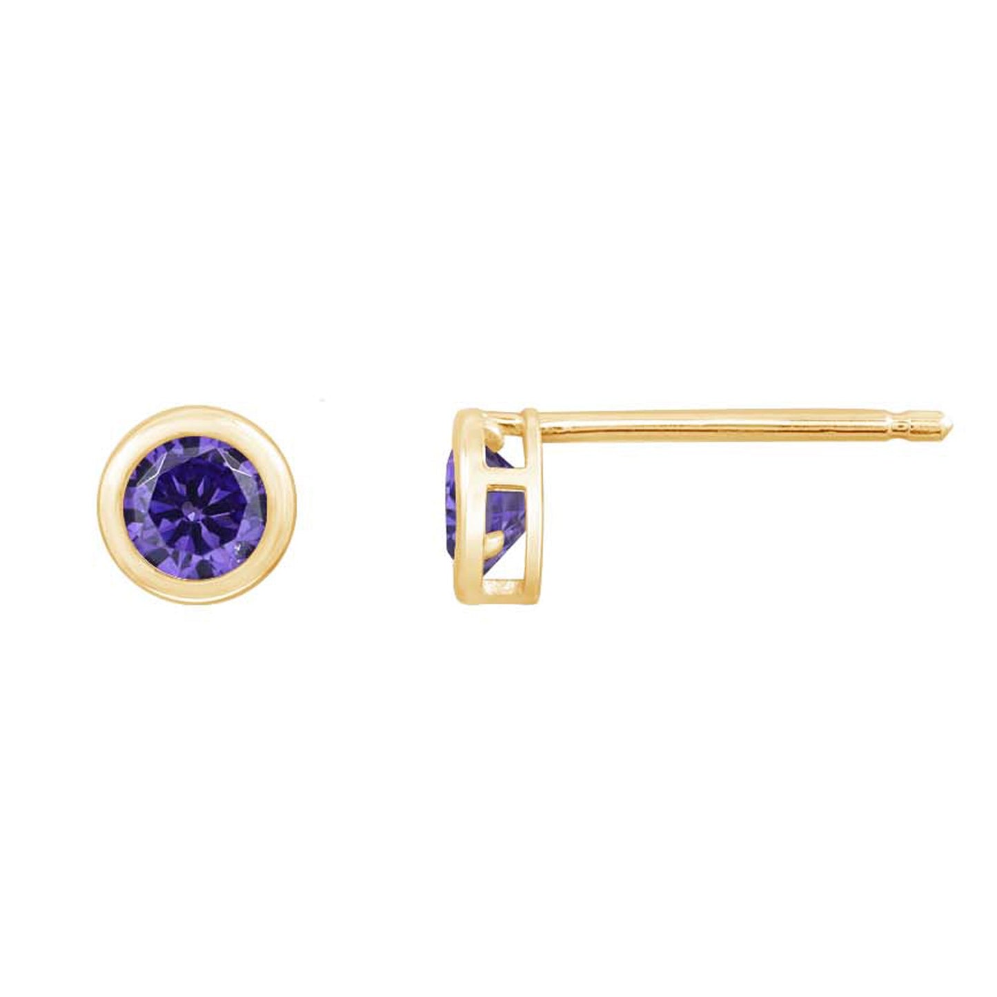 10K Solid Gold Birthstone Stud Earrings