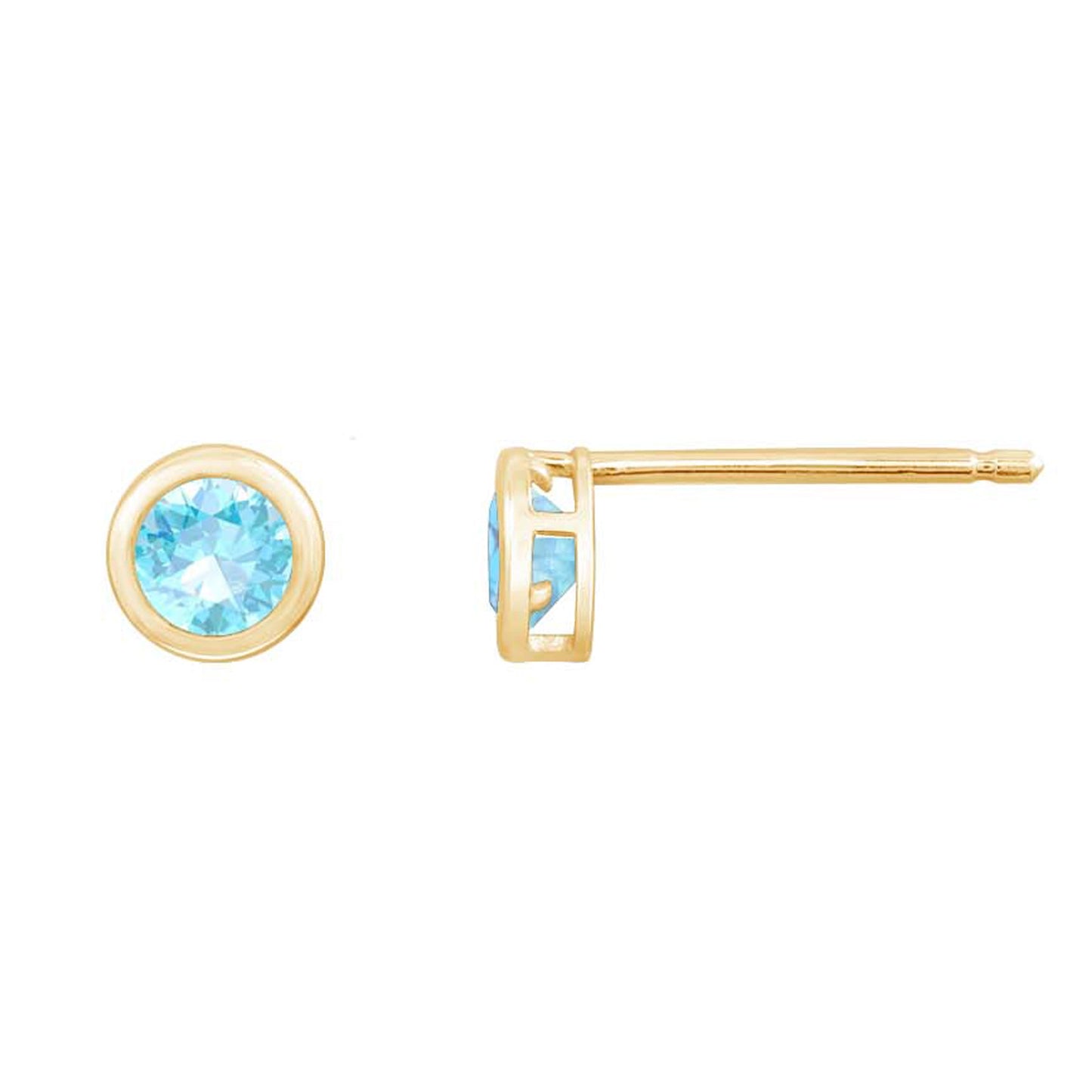 10K Solid Gold Birthstone Stud Earrings