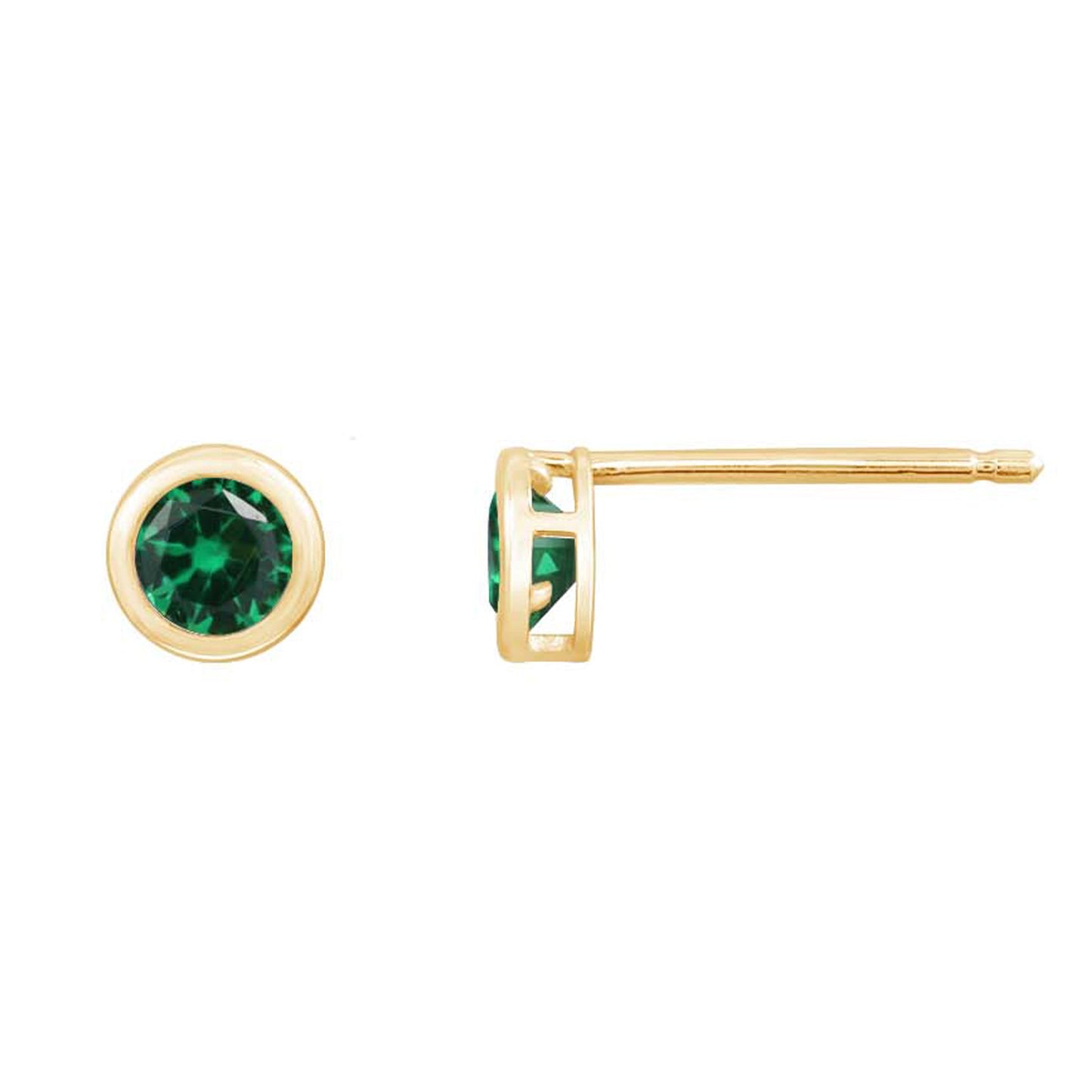 10K Solid Gold Birthstone Stud Earrings