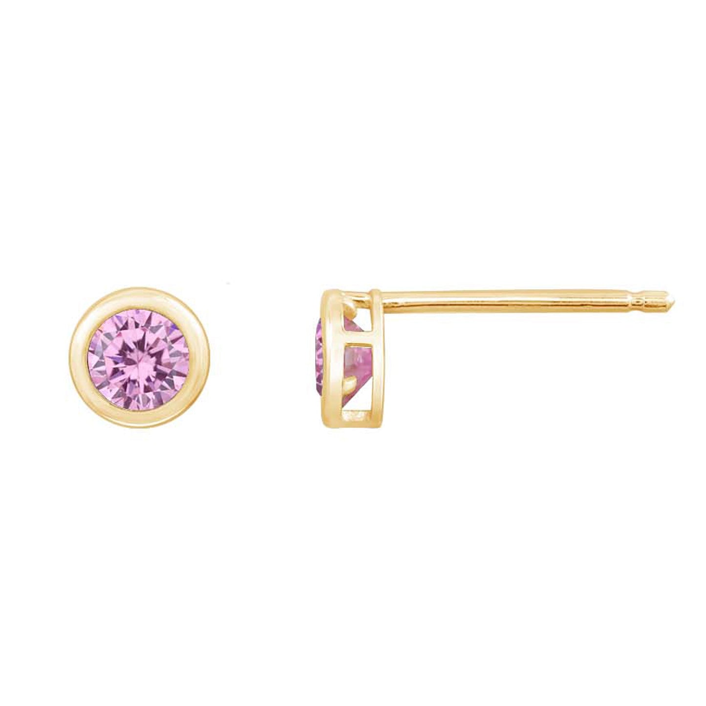 10K Solid Gold Birthstone Stud Earrings