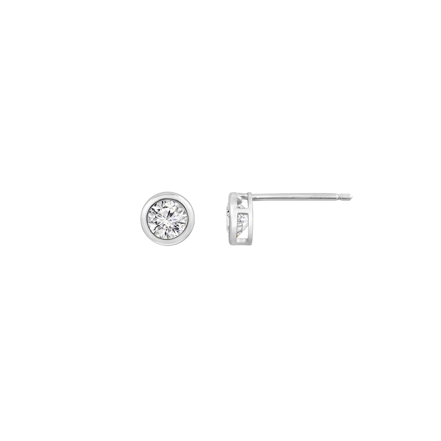 Solid Gold Bezel Solitaire Stud Earrings
