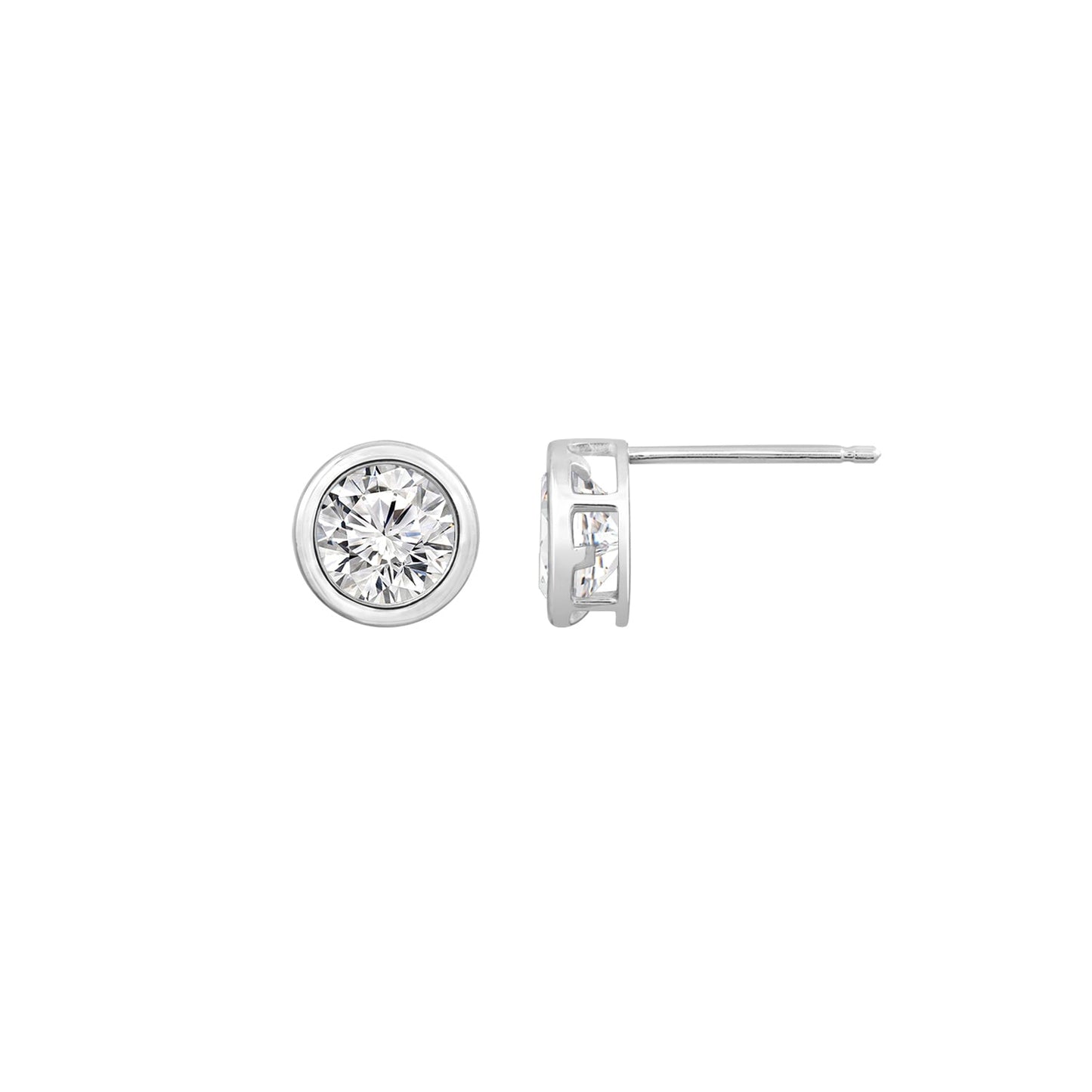 Solid Gold Bezel Solitaire Stud Earrings