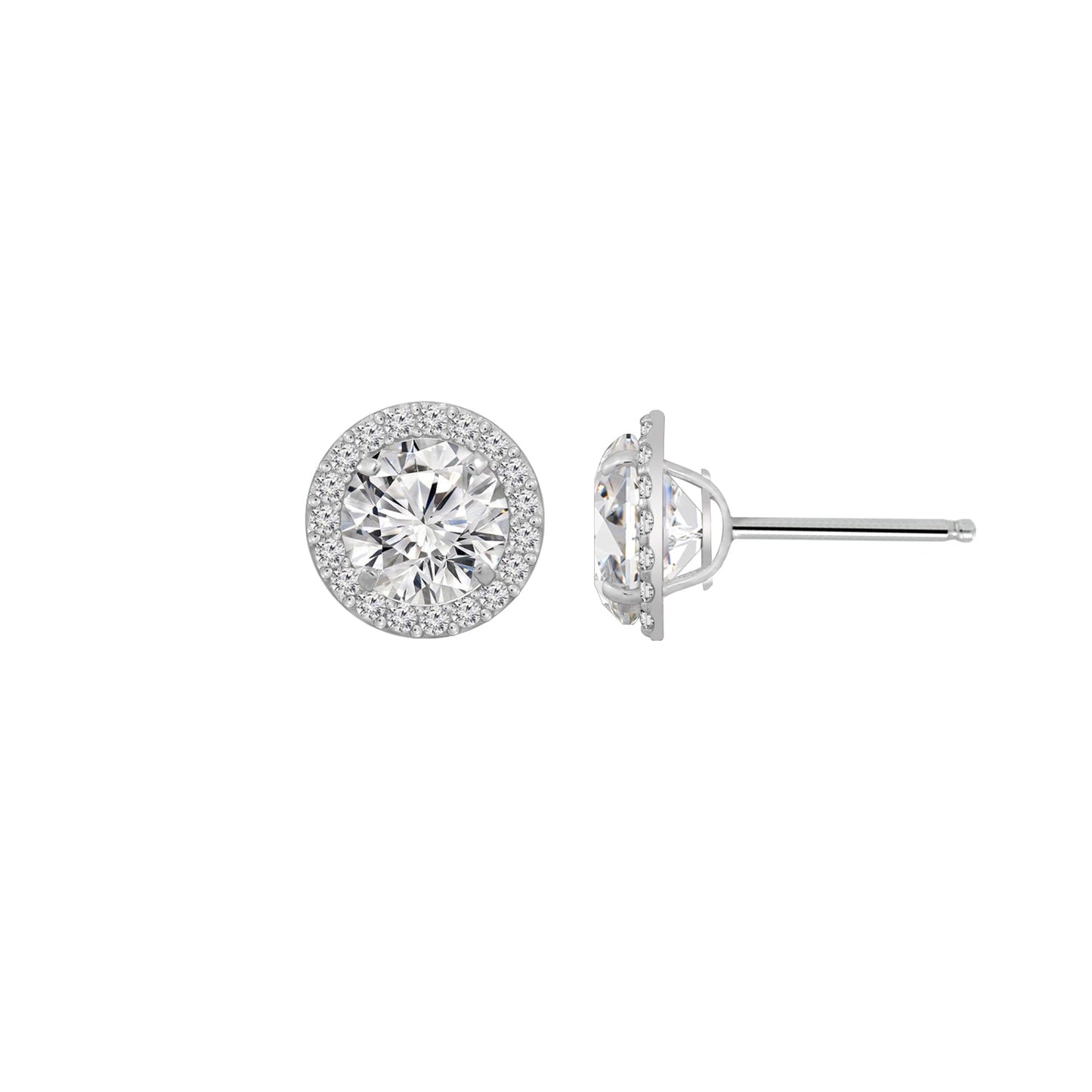 Solid Gold Halo Stud Earrings