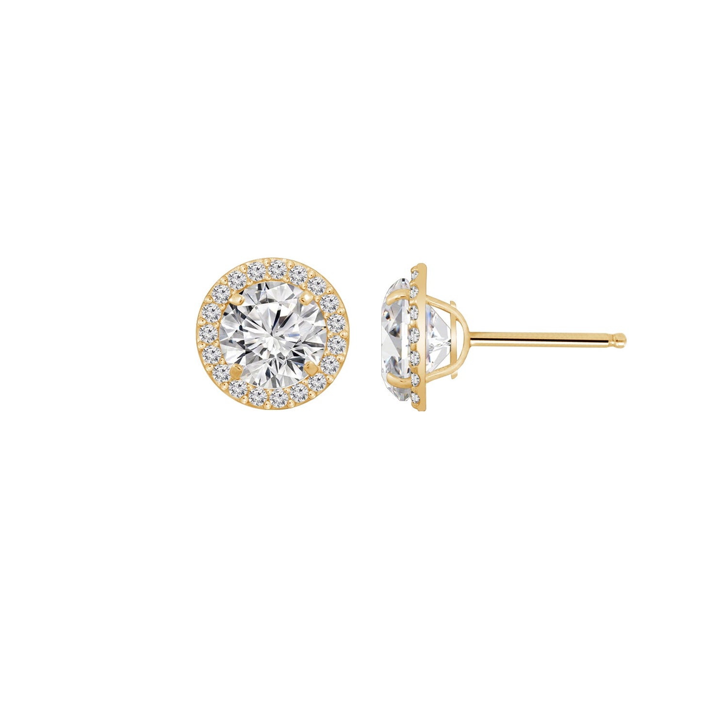Solid Gold Halo Stud Earrings