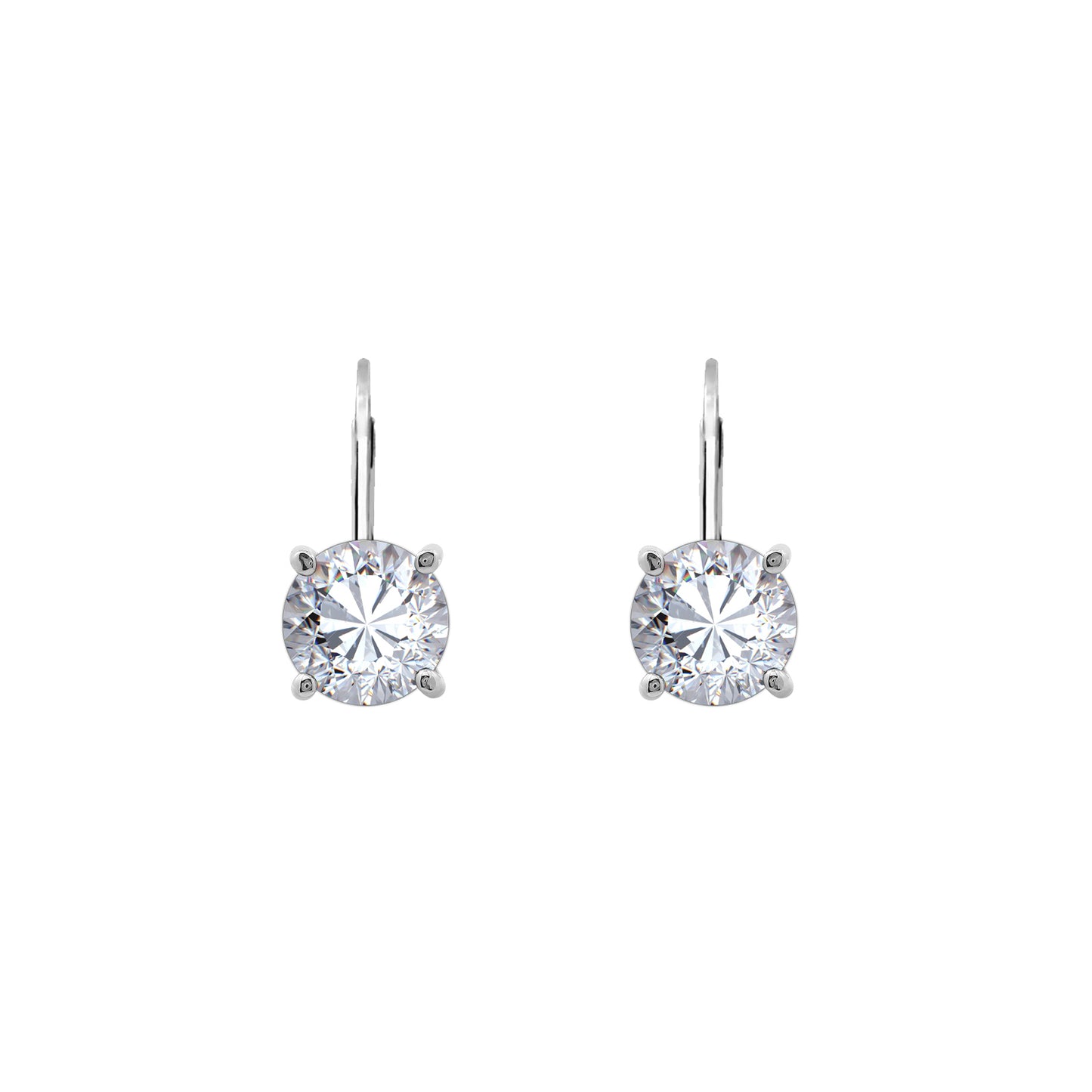 Round Solitaire Earrings with Leverback