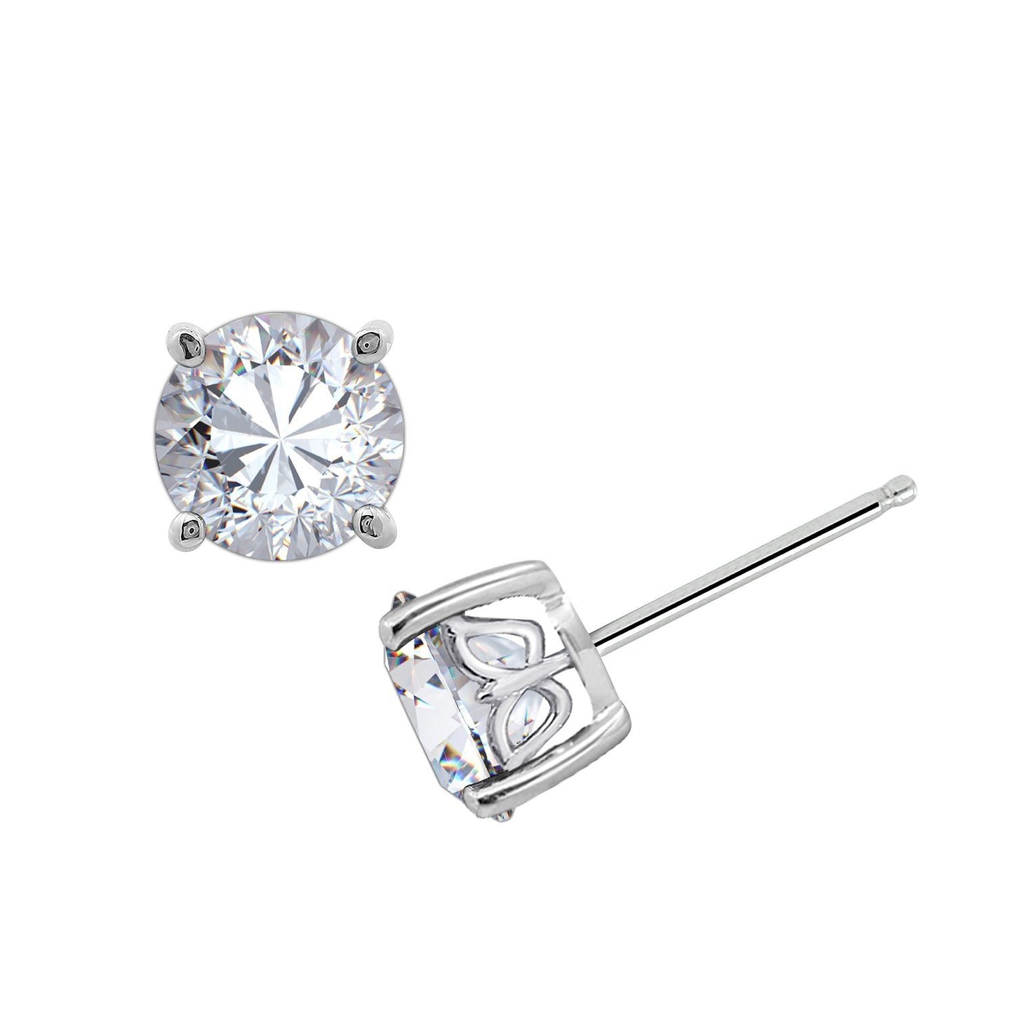 Solitaire Round Stud Earrings