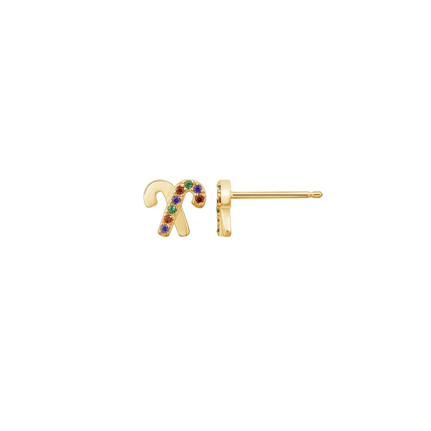 Cross Candy Cane Stud Earrings