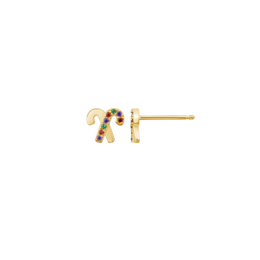 Cross Candy Cane Stud Earrings