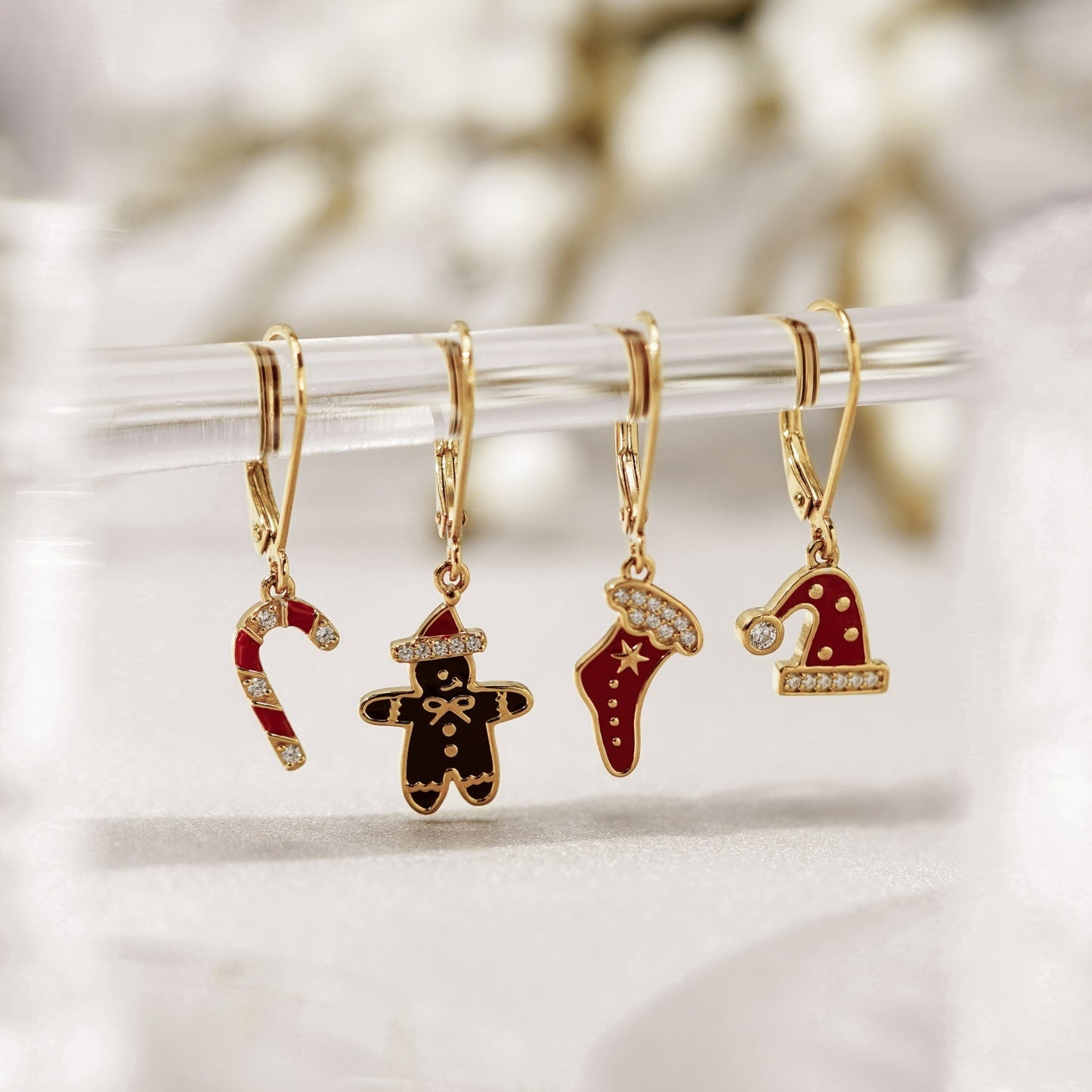 Christmas Candy Cane Drop Leverback Earrings