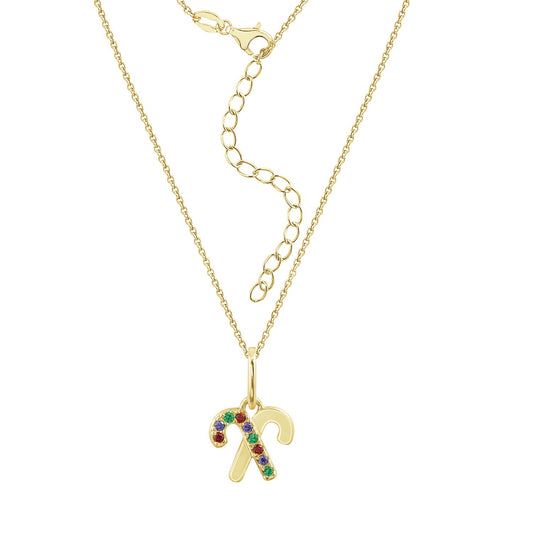 Cross Candy Cane Pendant Necklace