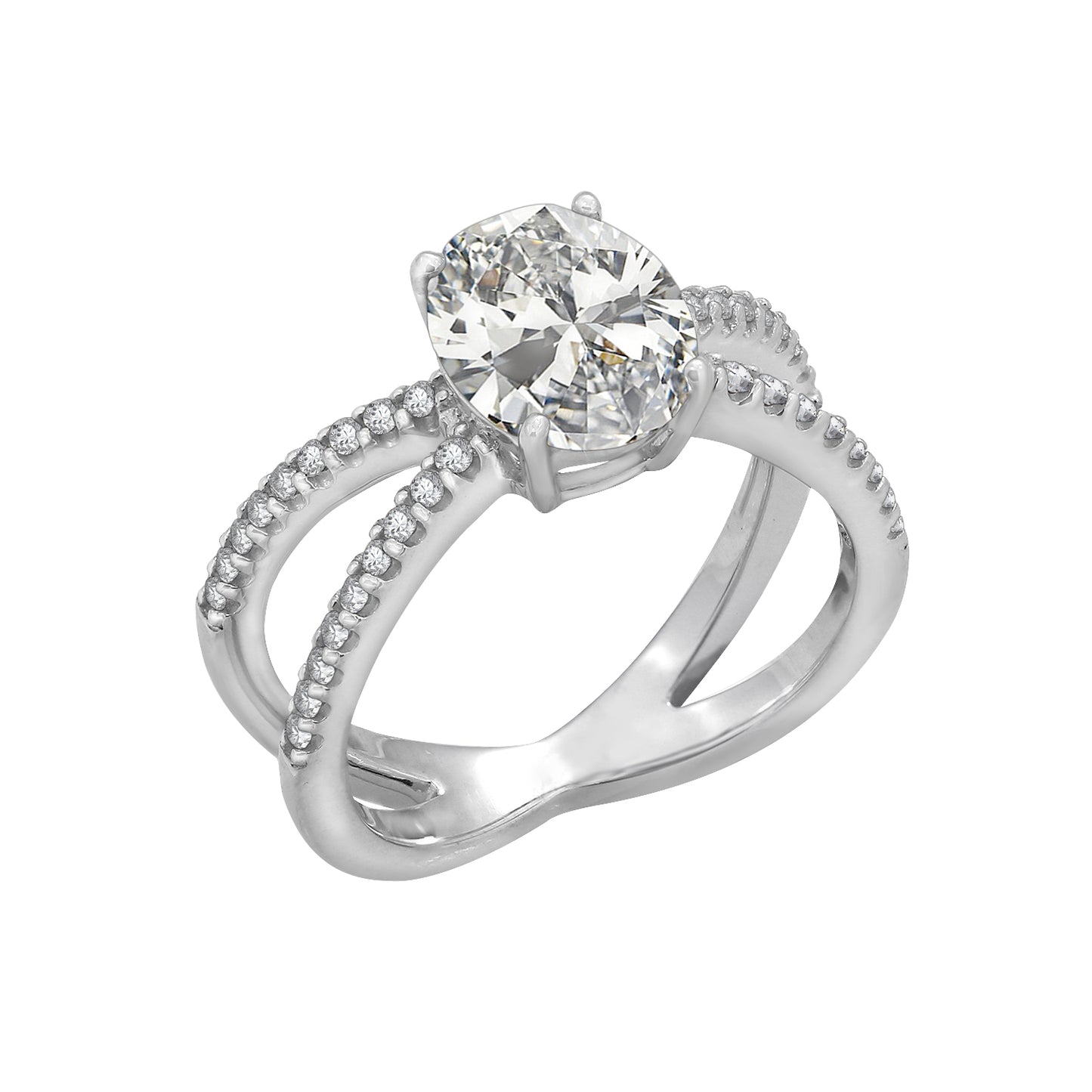 X Split Shank Solitaire Ring
