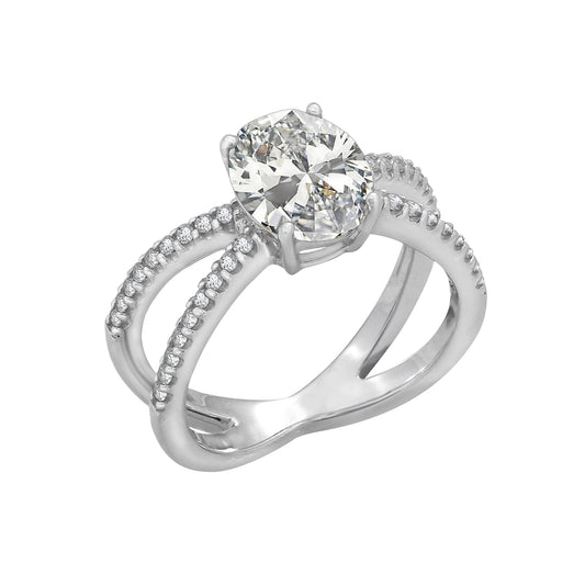 X Split Shank Solitaire Ring