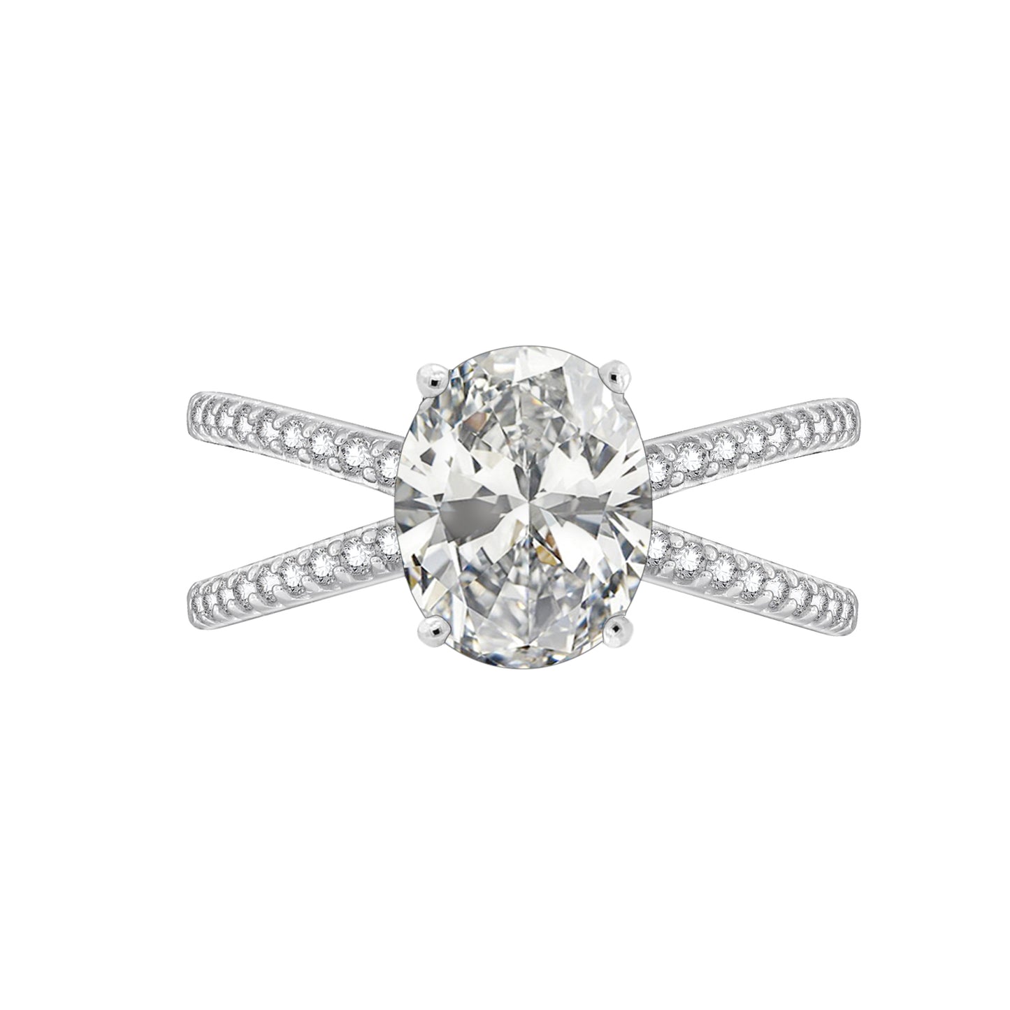 X Split Shank Solitaire Ring
