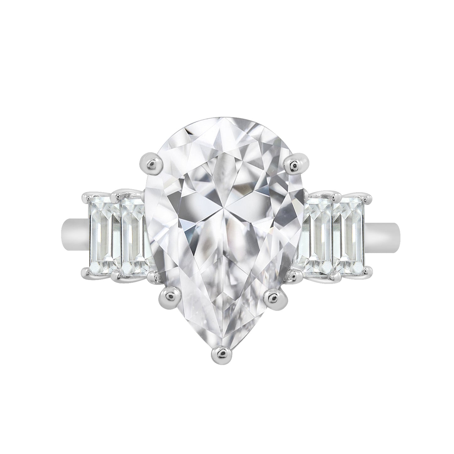 Vertical Baguette Accented Solitaire Ring
