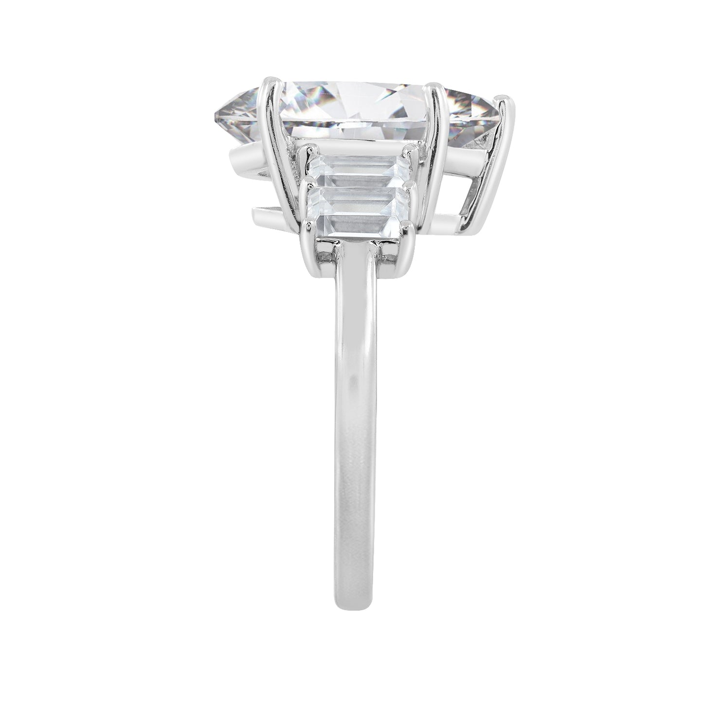 Vertical Baguette Accented Solitaire Ring