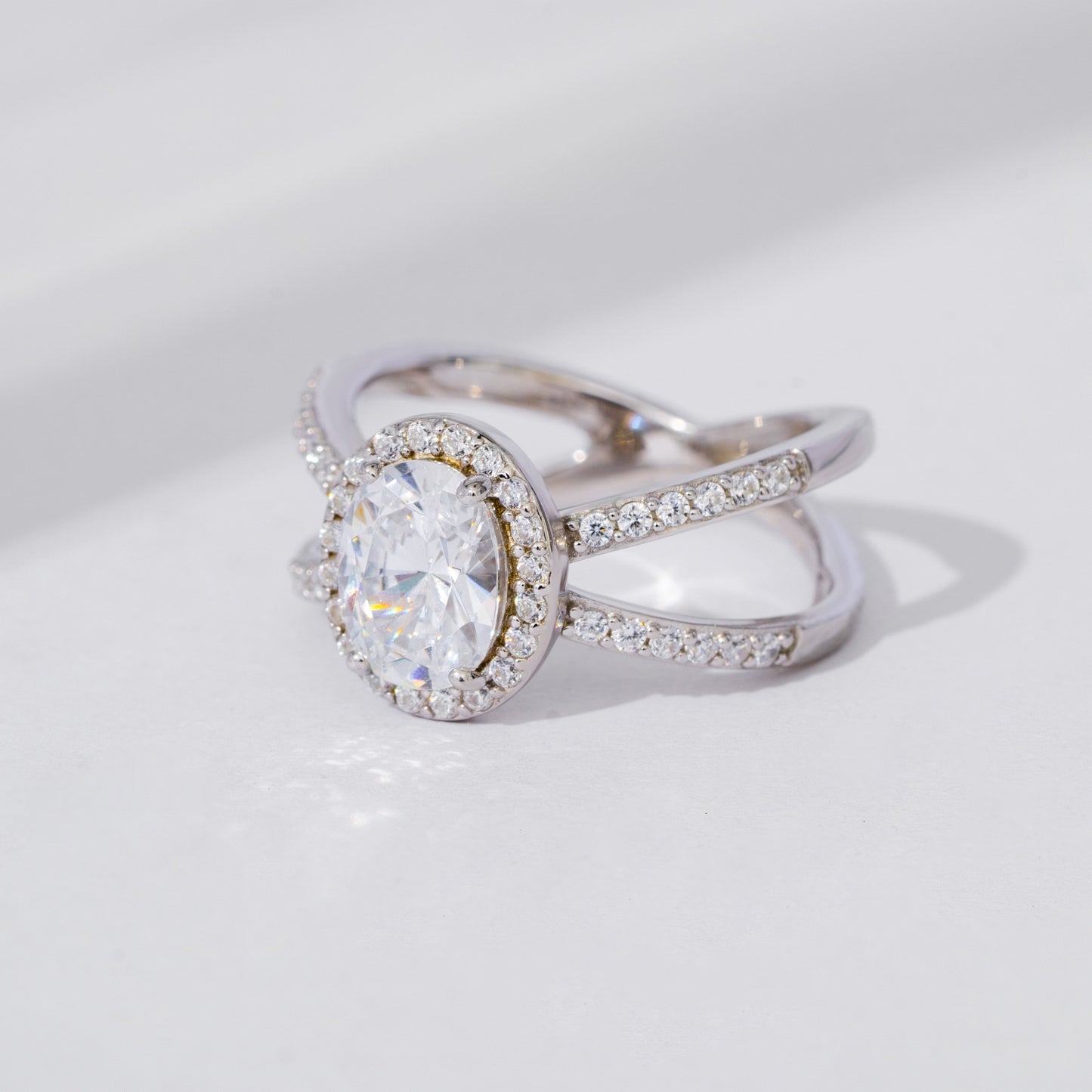 X Split Shank Solitaire Ring