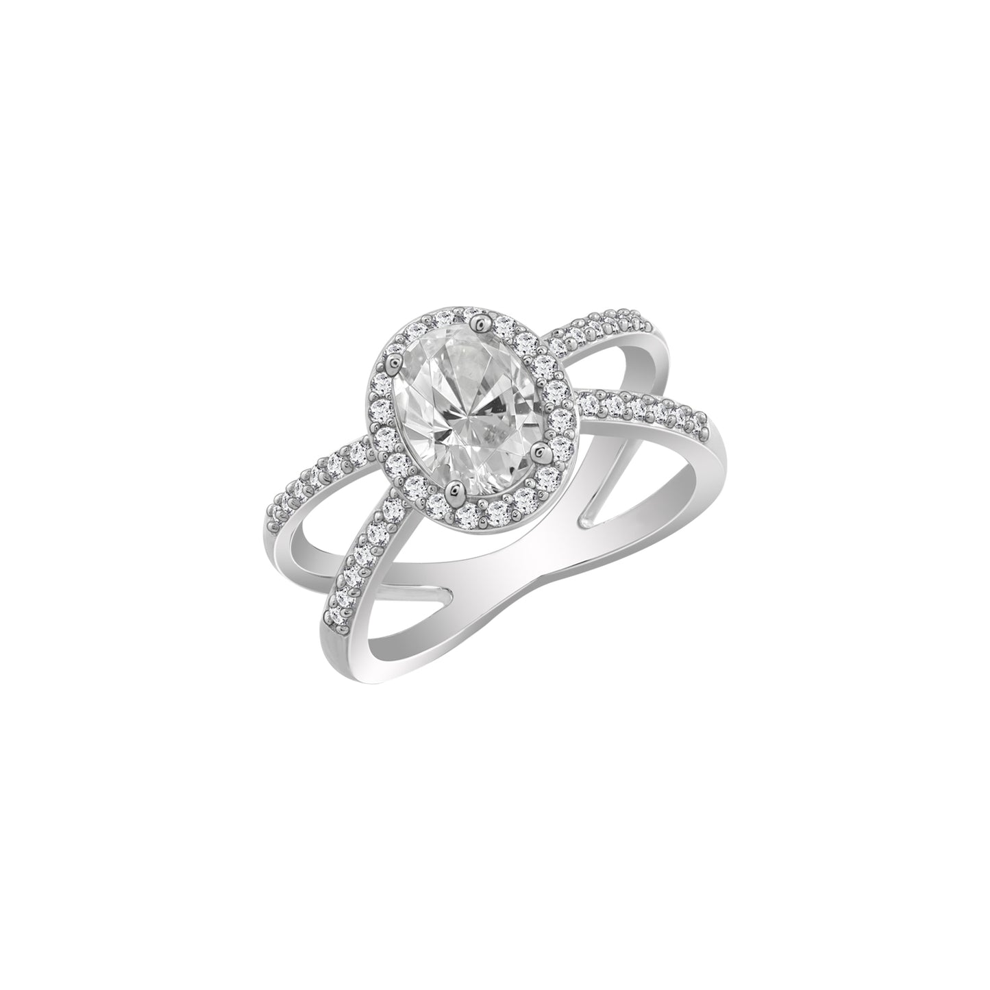 X Split Shank Solitaire Ring