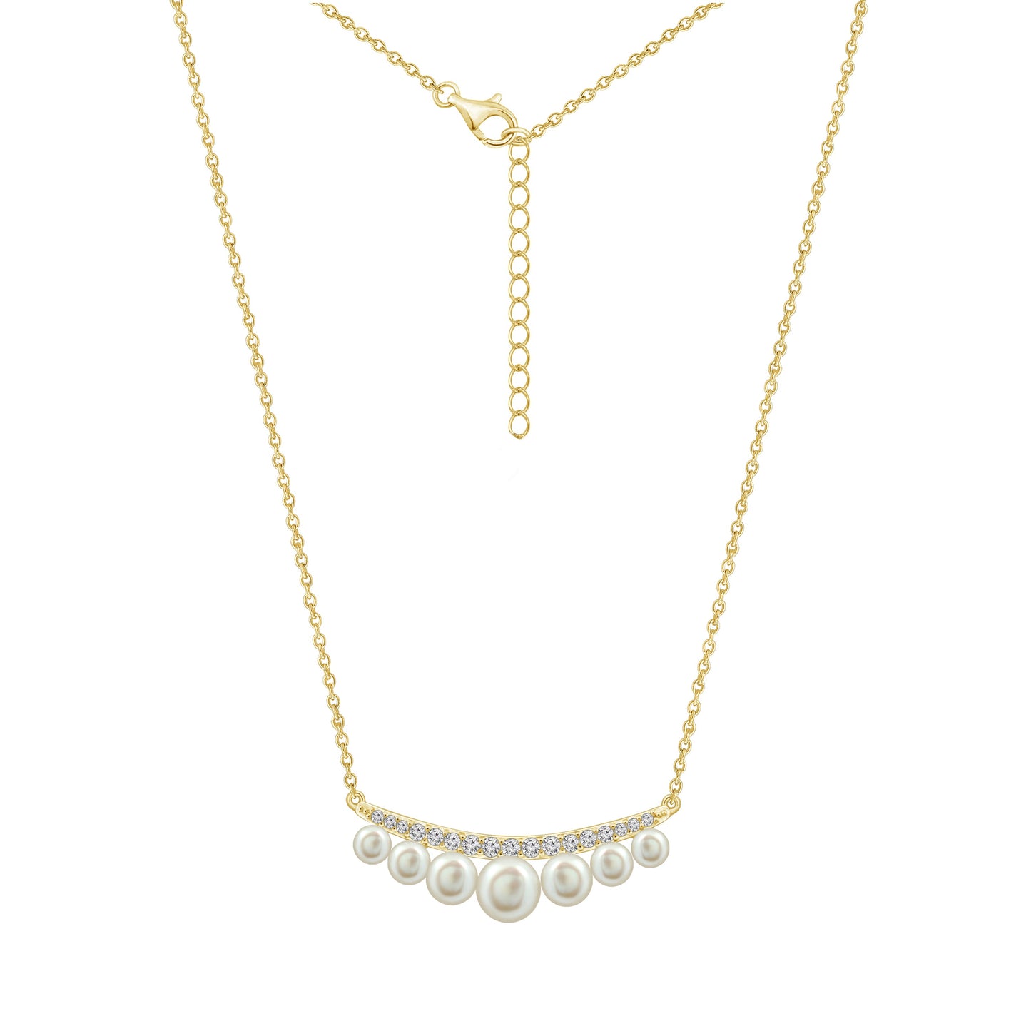 Curve Bar Pearl Pendant Necklace