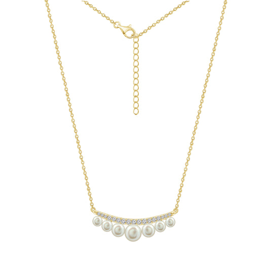 Curve Bar Pearl Pendant Necklace