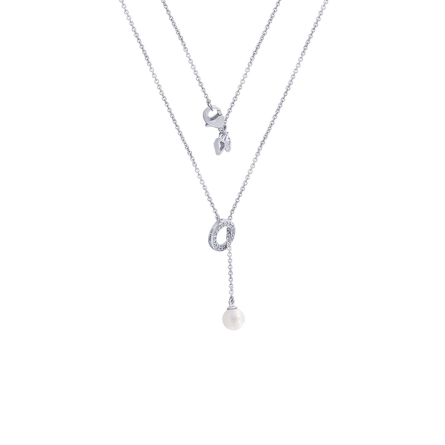 Circle & Drop Pearl Y - shape Necklace