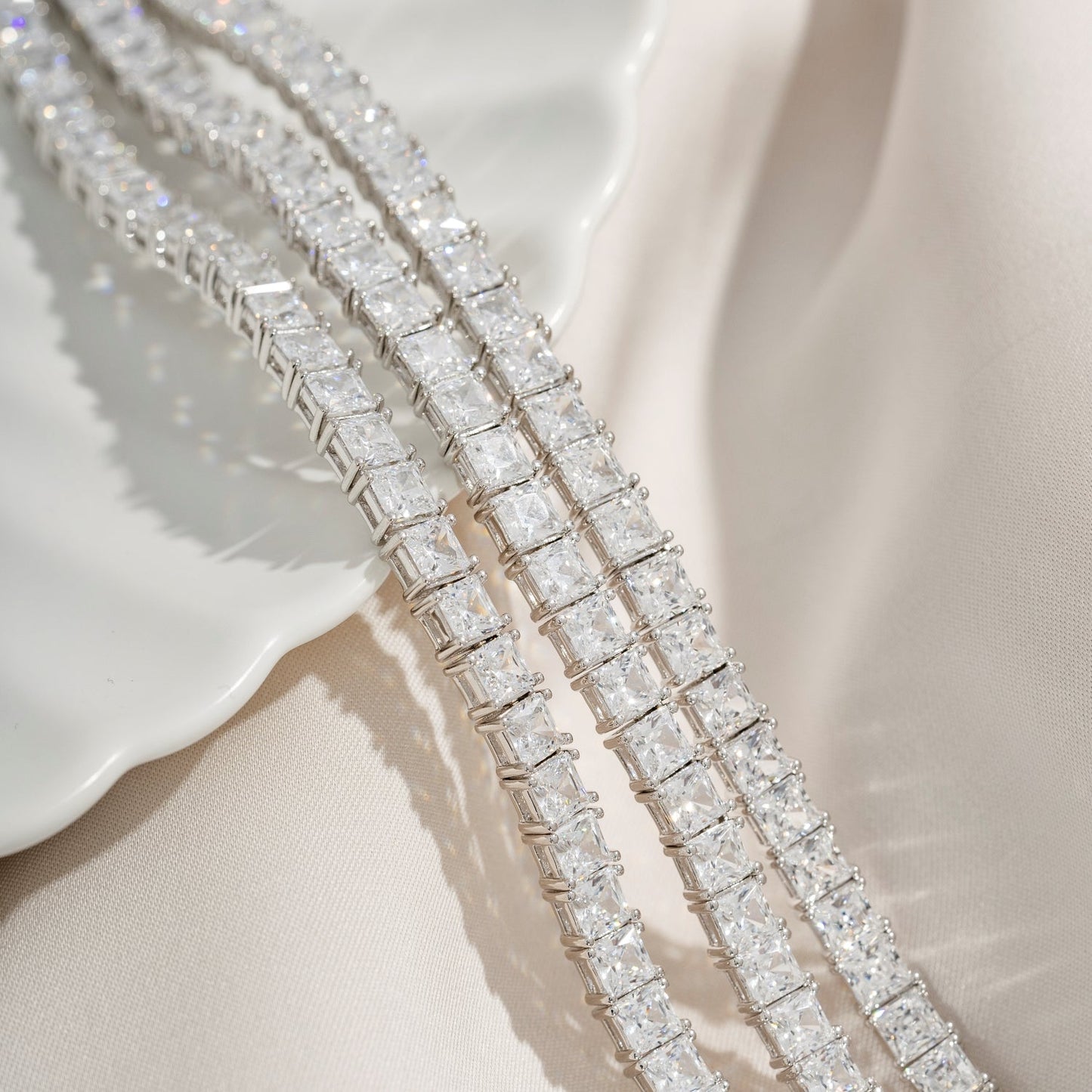 Princess Cut Tennis Necklace